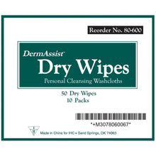 INNOVATIVE DERMASSIST DRY WIPES, 10 packs per case