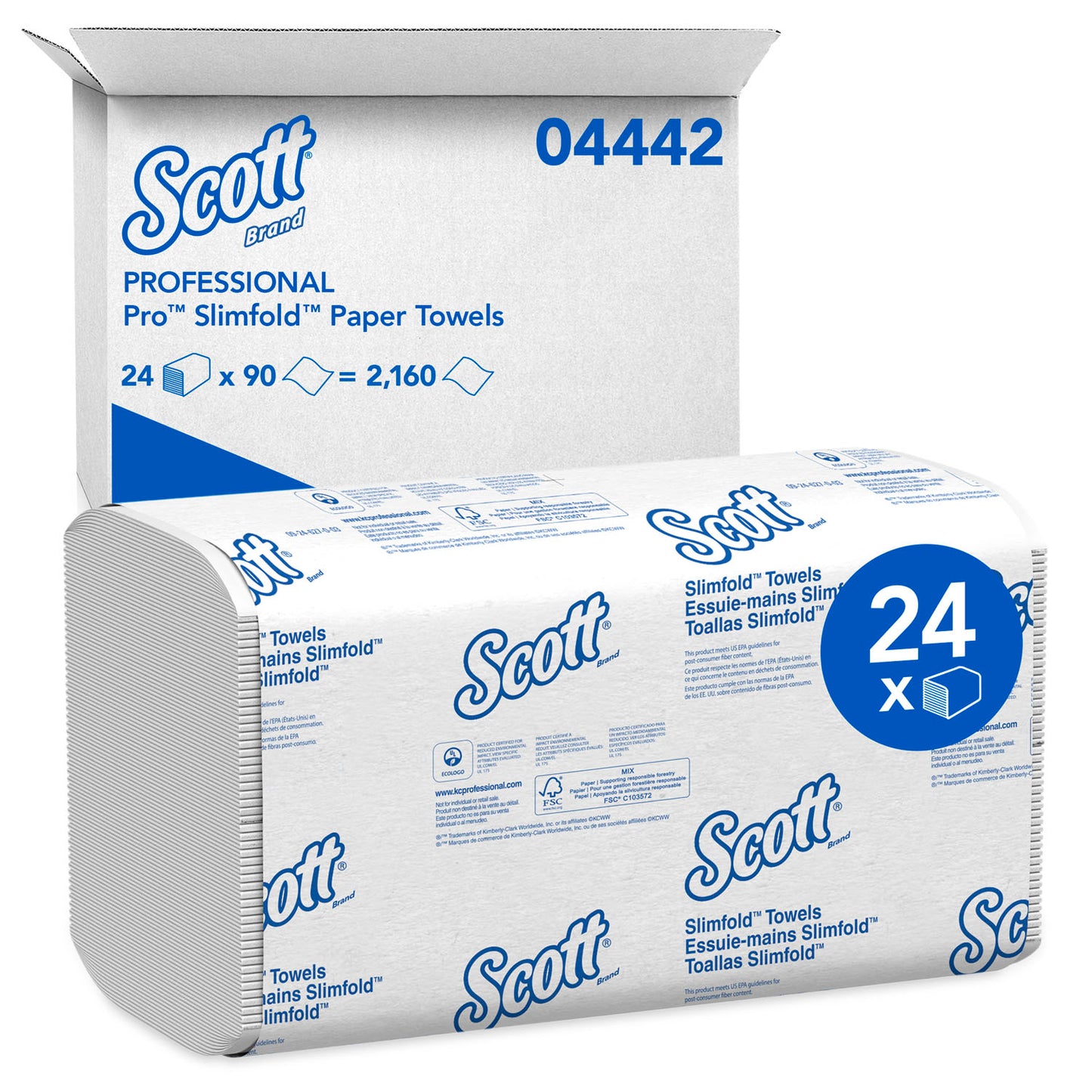 KIMBERLY-CLARK KLEENEX SLIMFOLD TOWELS, 90 per pack, 24 packs per case
