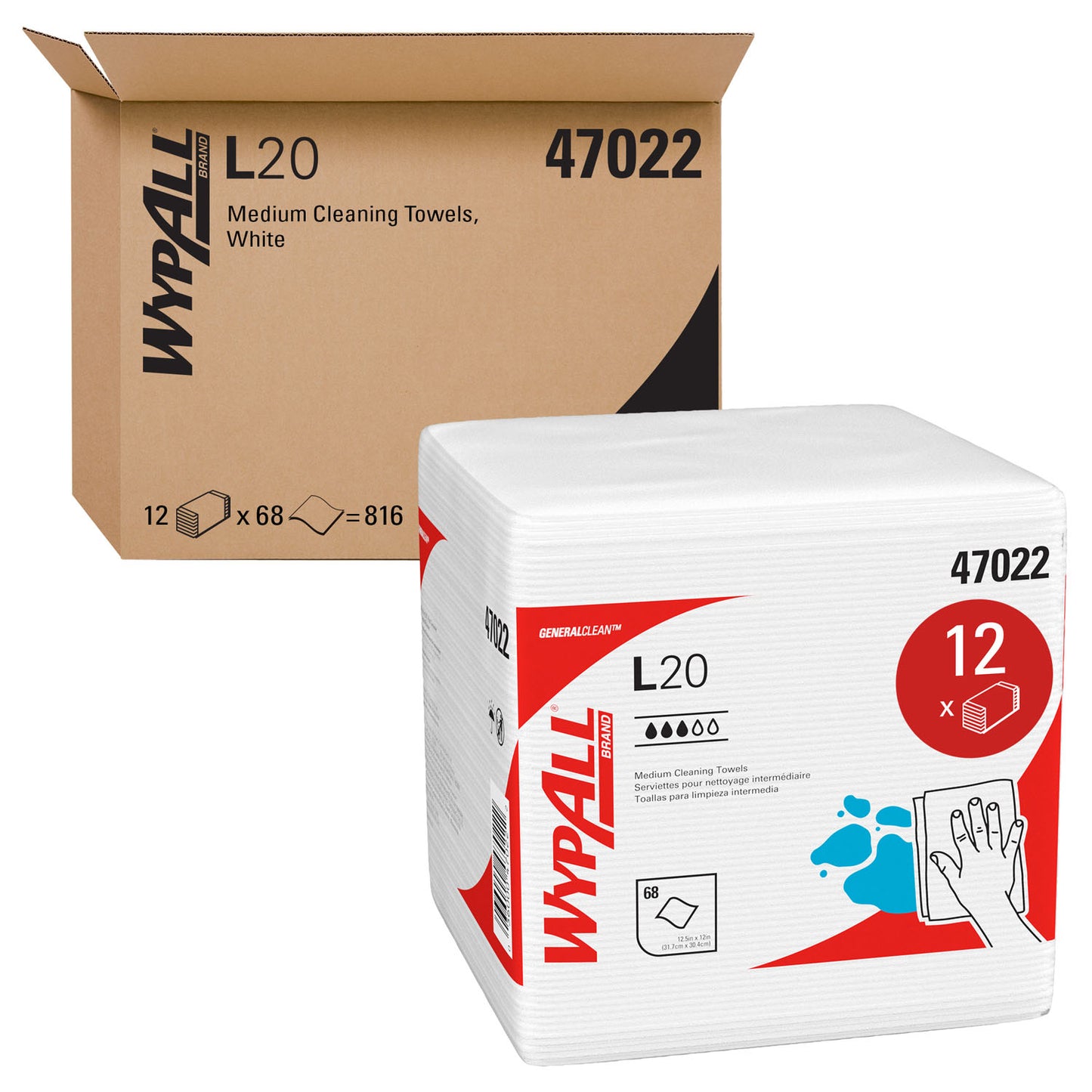 KIMBERLY-CLARK WYPALL WIPERS, 68 per box, 12 boxes per case
