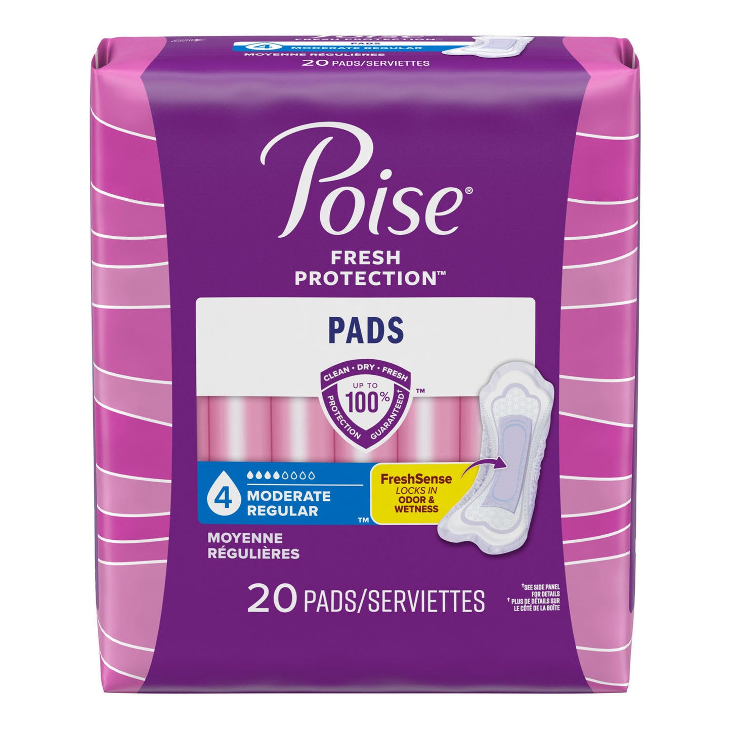 KIMBERLY-CLARK POISE PADS, 20 per pack, 6 packs per case