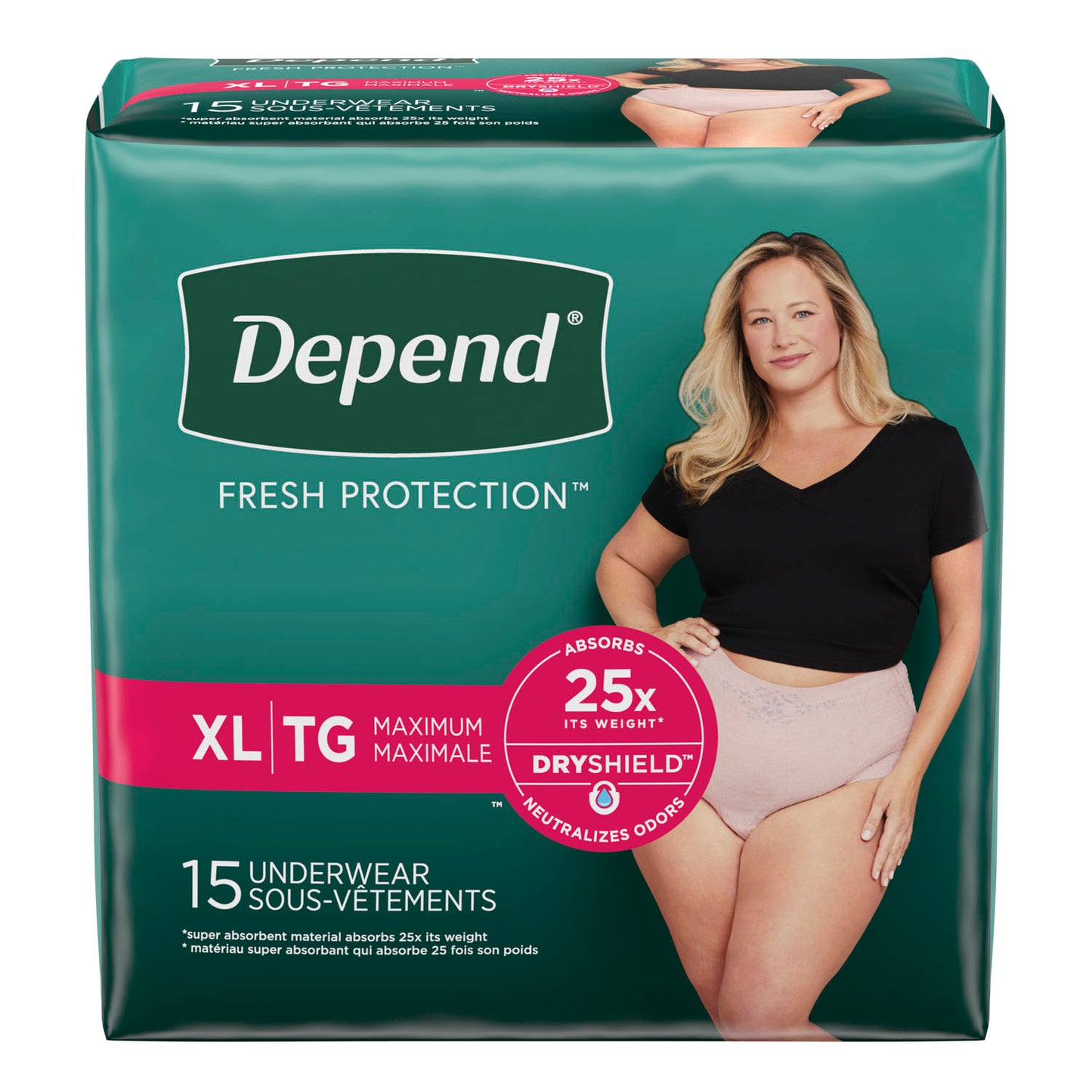 KIMBERLY-CLARK DEPEND PROTECTIVE UNDERWEAR, 15 per pack, 2 packs per case