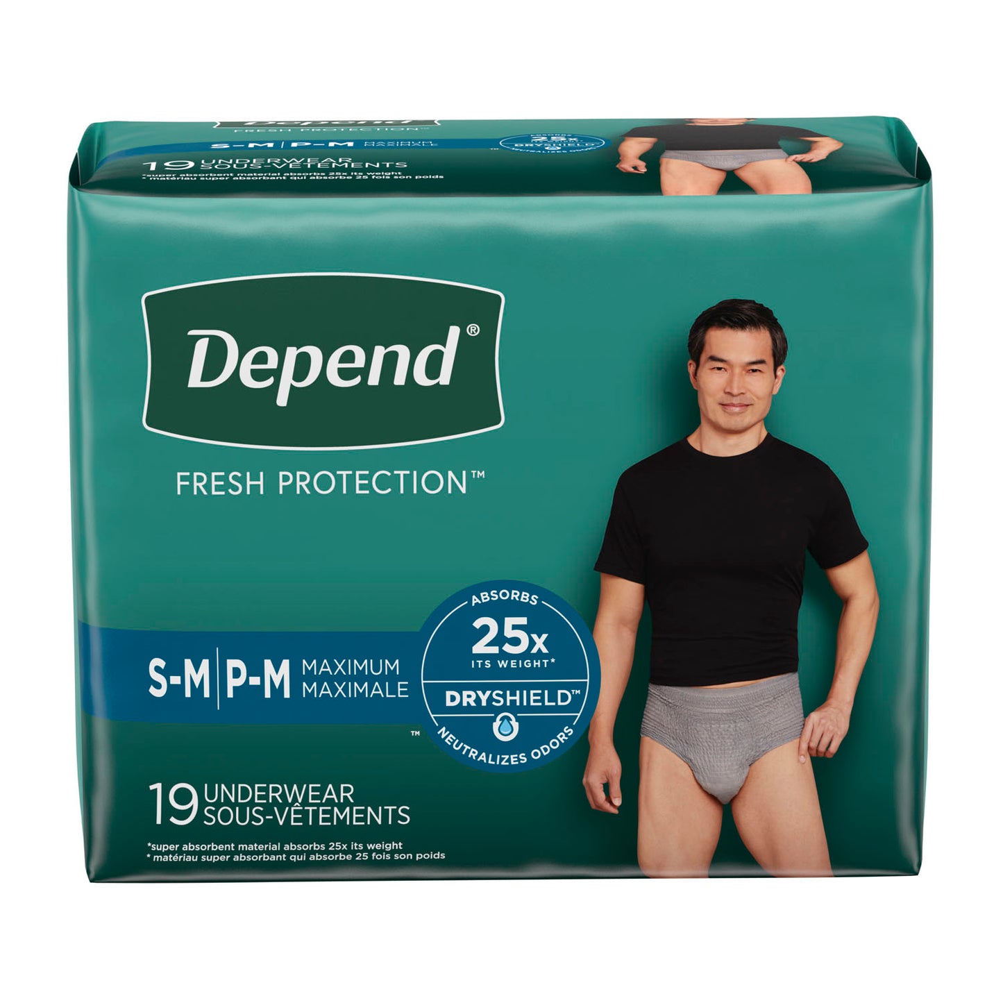 KIMBERLY-CLARK DEPEND PROTECTIVE UNDERWEAR, 19 per pack, 2 packs per case