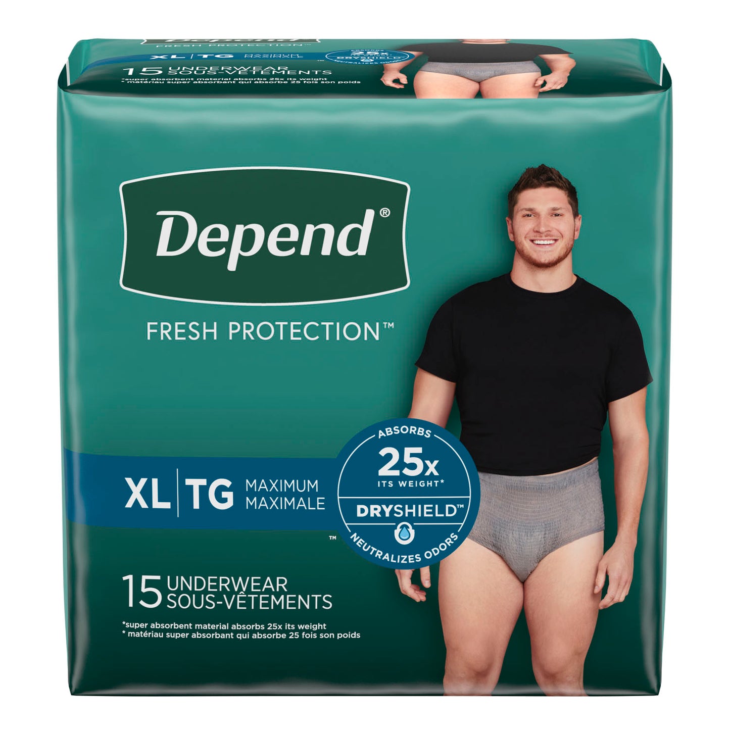 KIMBERLY-CLARK DEPEND PROTECTIVE UNDERWEAR, 15 per pack, 2 packs per case