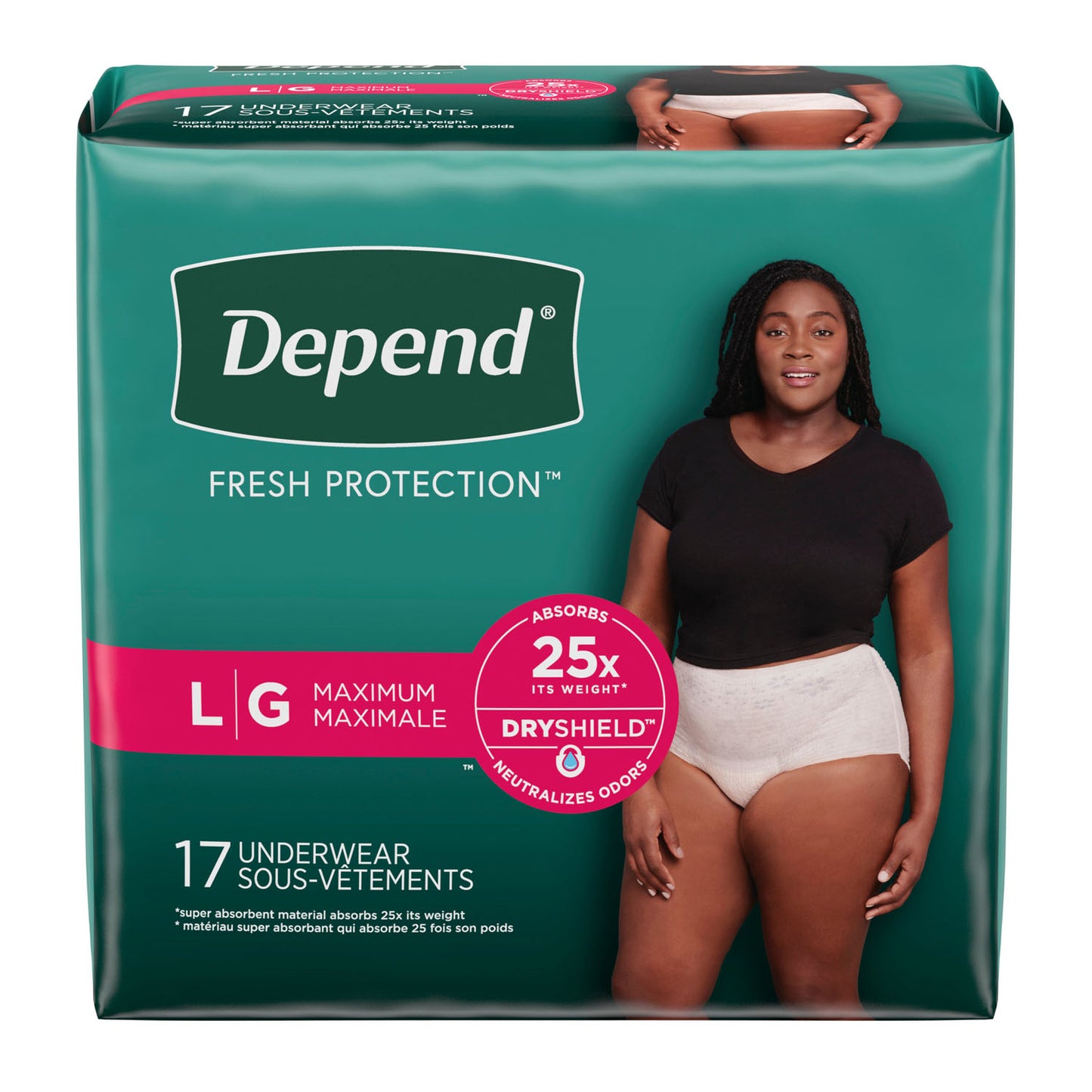 KIMBERLY-CLARK DEPEND PROTECTIVE UNDERWEAR, 17 per pack, 2 packs per case