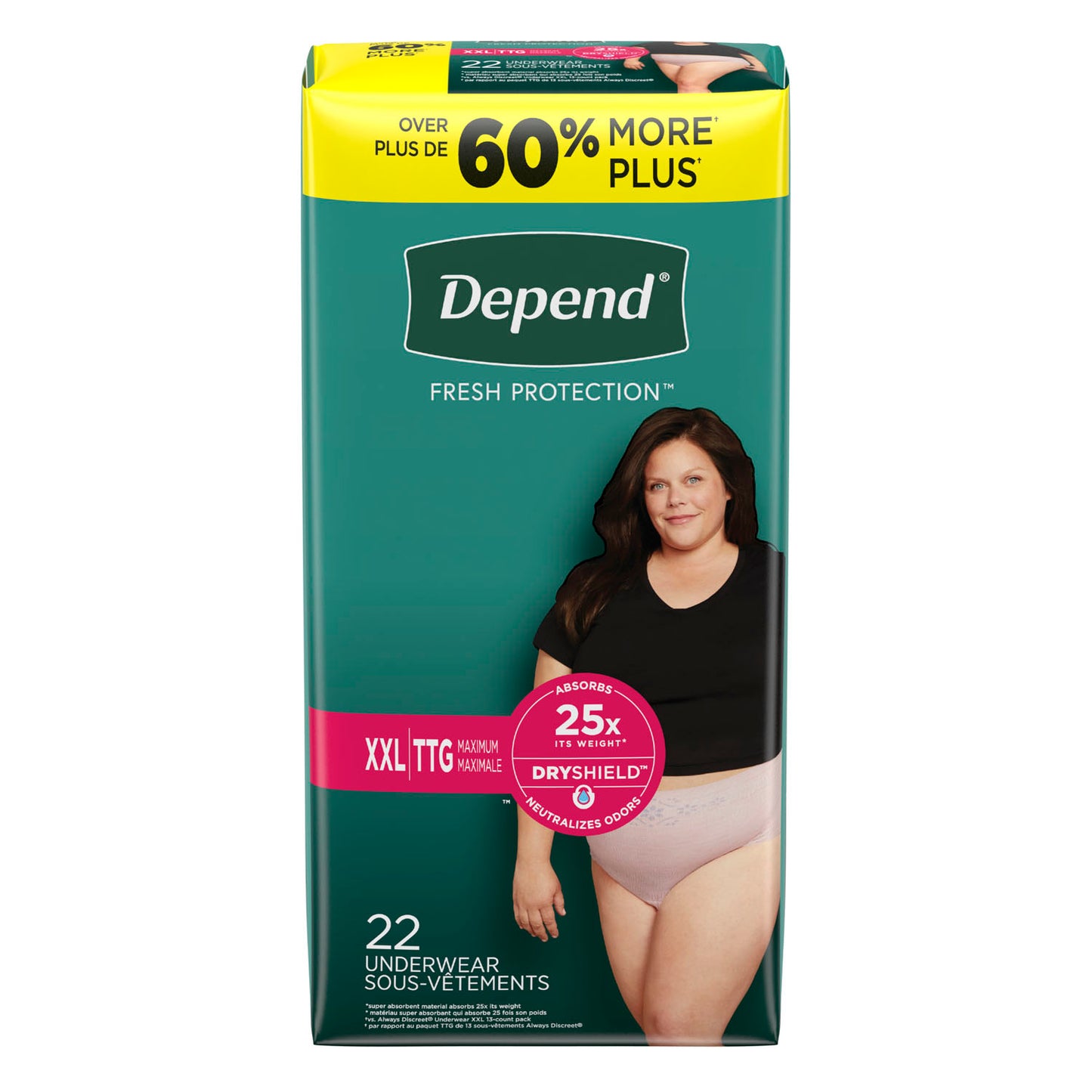 KIMBERLY-CLARK DEPEND PROTECTIVE UNDERWEAR, 22 per pack, 2 packs per case