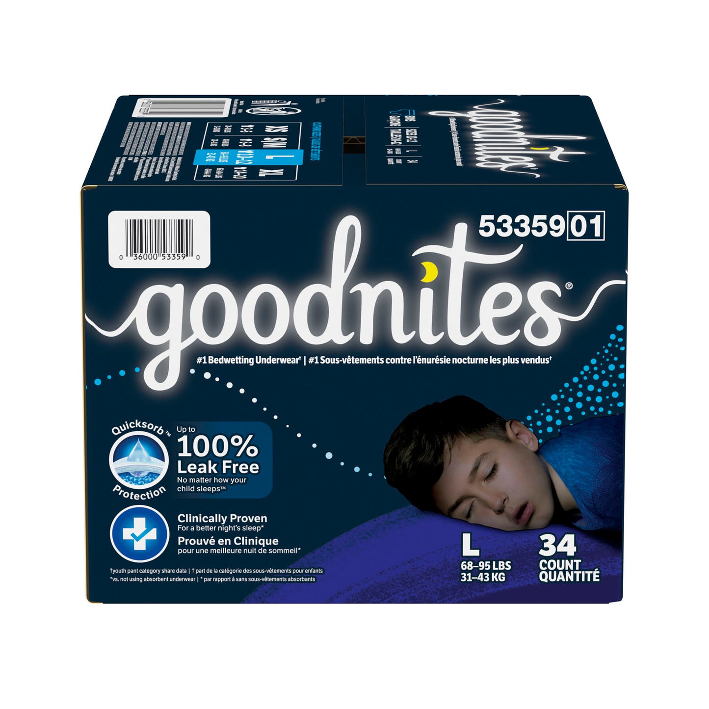 KIMBERLY-CLARK GOODNITES UNDERPANTS, 34 per pack, 1 pack per case