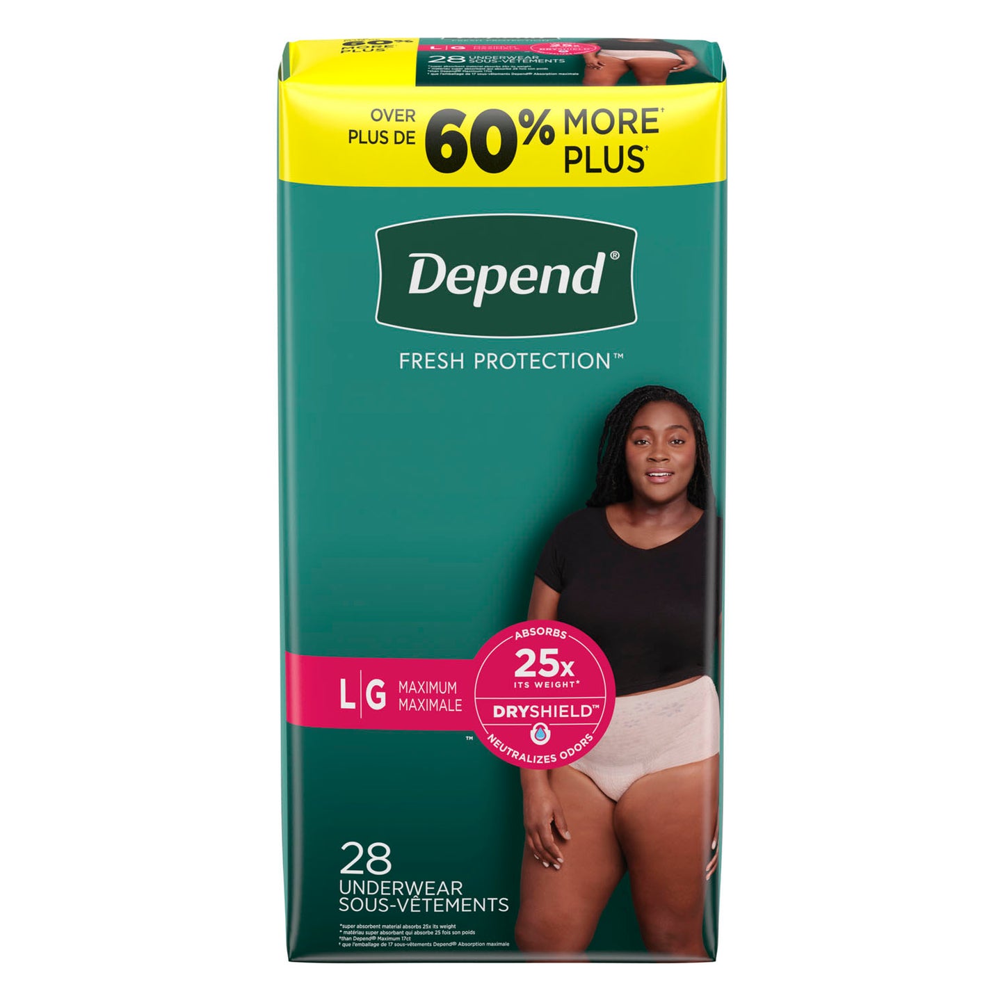 KIMBERLY-CLARK DEPEND PROTECTIVE UNDERWEAR, 28 per pack, 2 packs per case