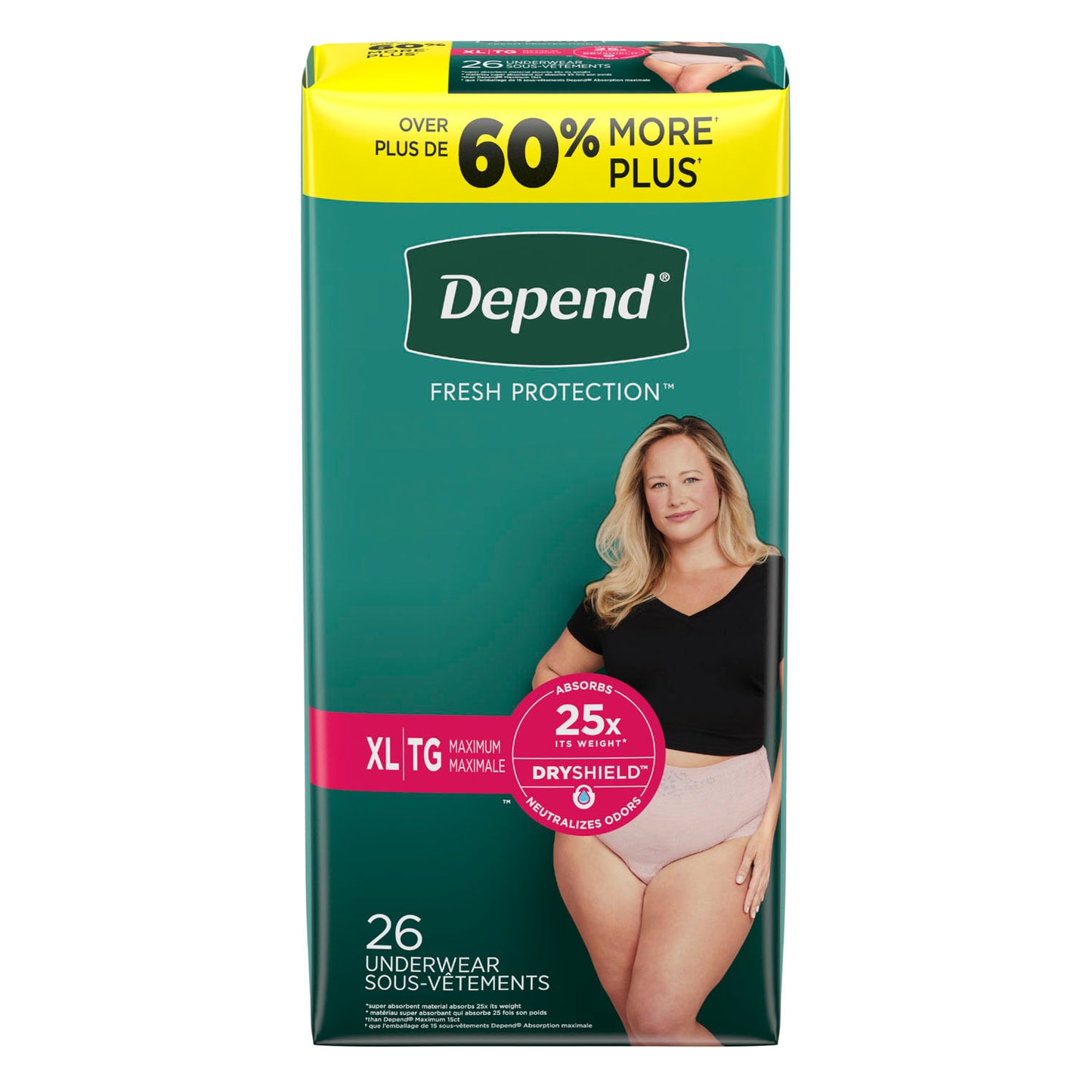 KIMBERLY-CLARK DEPEND PROTECTIVE UNDERWEAR, 26 per pack, 2 packs per case