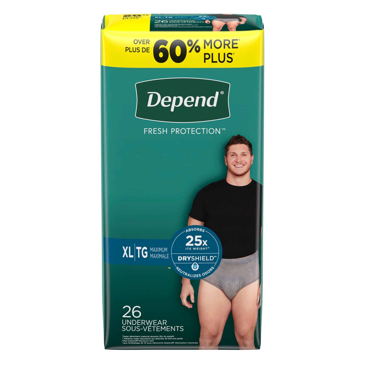 KIMBERLY-CLARK DEPEND PROTECTIVE UNDERWEAR, 26 per pack, 2 packs per case