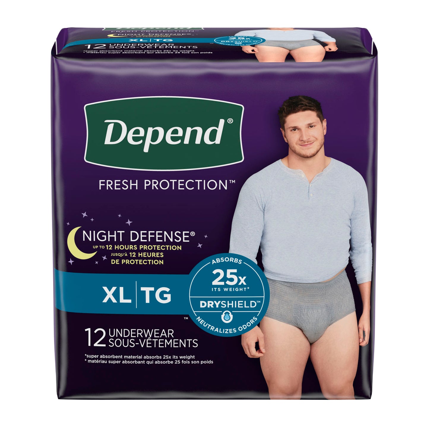KIMBERLY-CLARK DEPEND NIGHT DEFENSE UNDERWEAR, 12 per pack, 4 packs per case