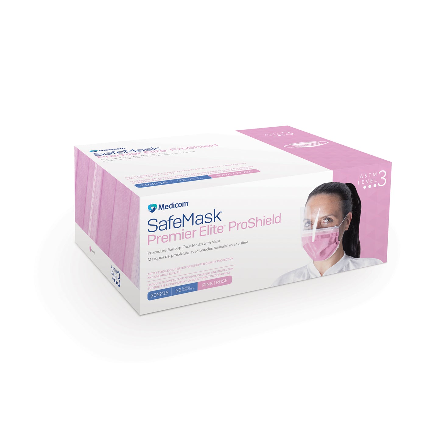 MEDICOM SAFE+MASK PREMIER ELITE EARLOOP MASK, 25 per box, 4 boxes per case