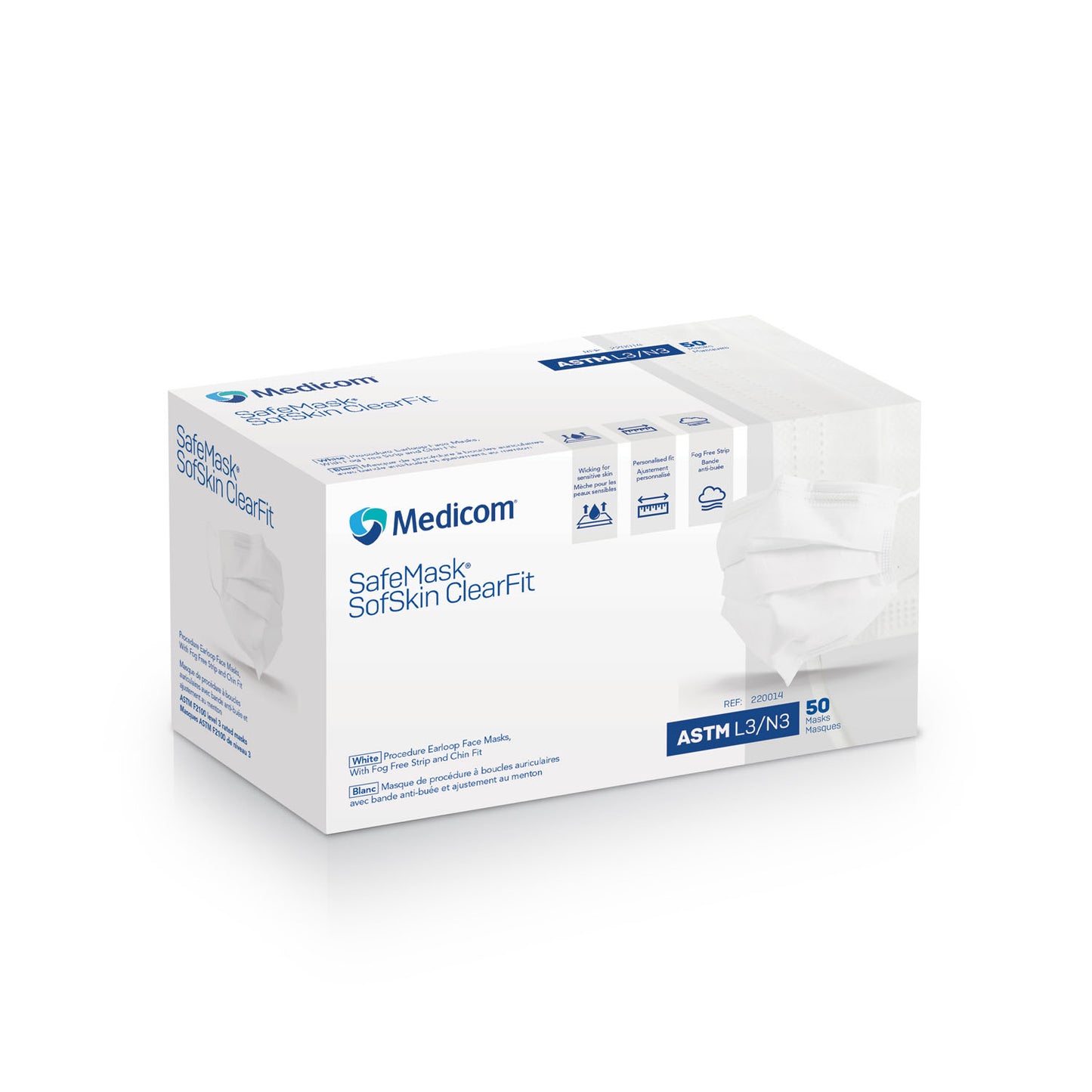 MEDICOM SAFEMASK SOFSKIN LEVEL 3, 50 per box, 10 boxes per case