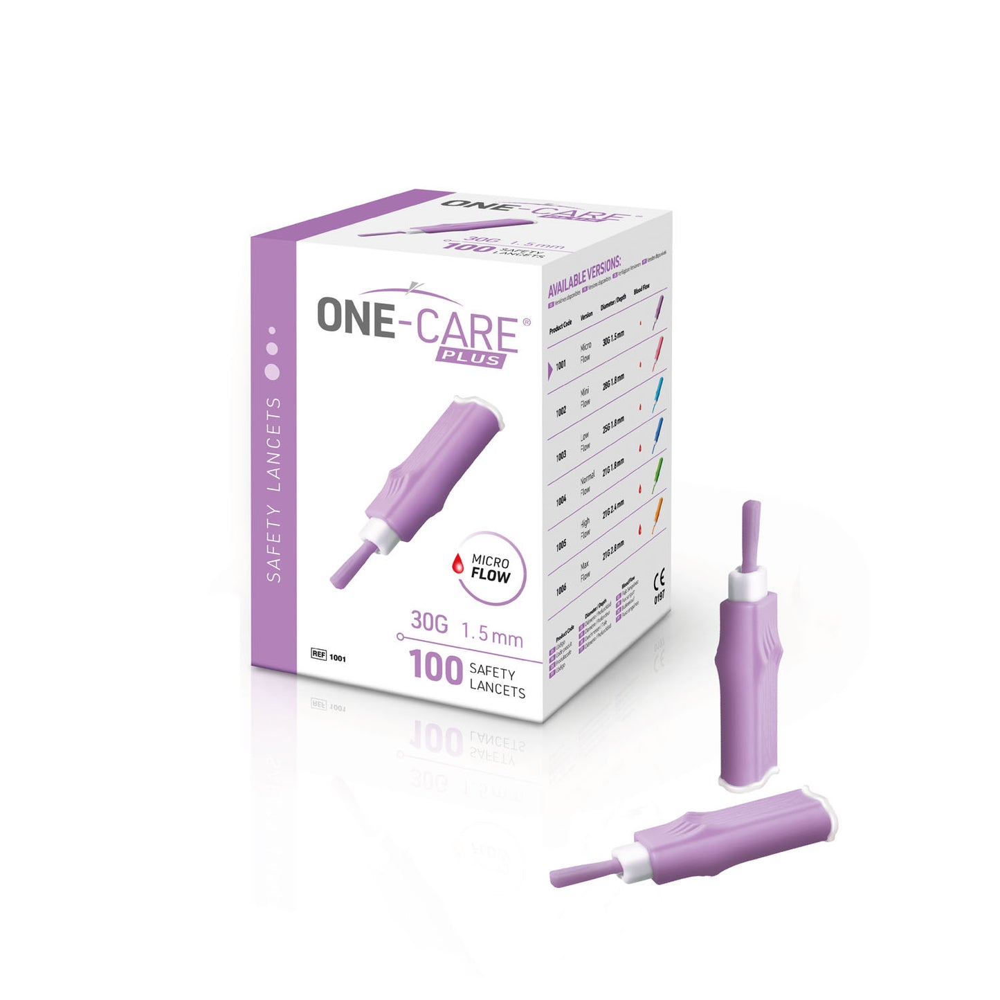 MEDIVENA ONE-CARE PLUS SAFETY LANCETS, 100 per box