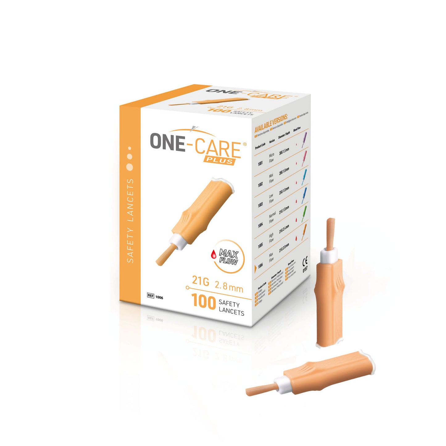 MEDIVENA ONE-CARE PLUS SAFETY LANCETS, 100 per box