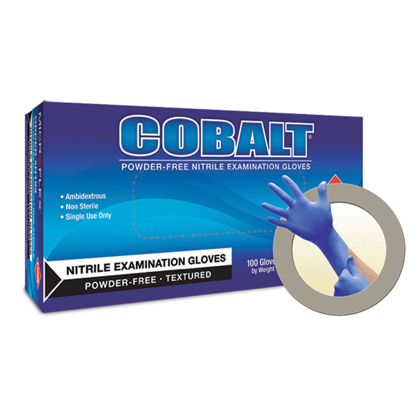ANSELL MICROFLEX COBALT POWDER-FREE NITRILE EXAM GLOVES, 100 per box, 10 boxes per case