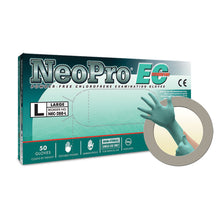 ANSELL MICROFLEX NEOPRO EC POWDER-FREE EXTENDED CUFF CHLOROPRENE EXAM GLOVES, 50 per box, 10 boxes per case