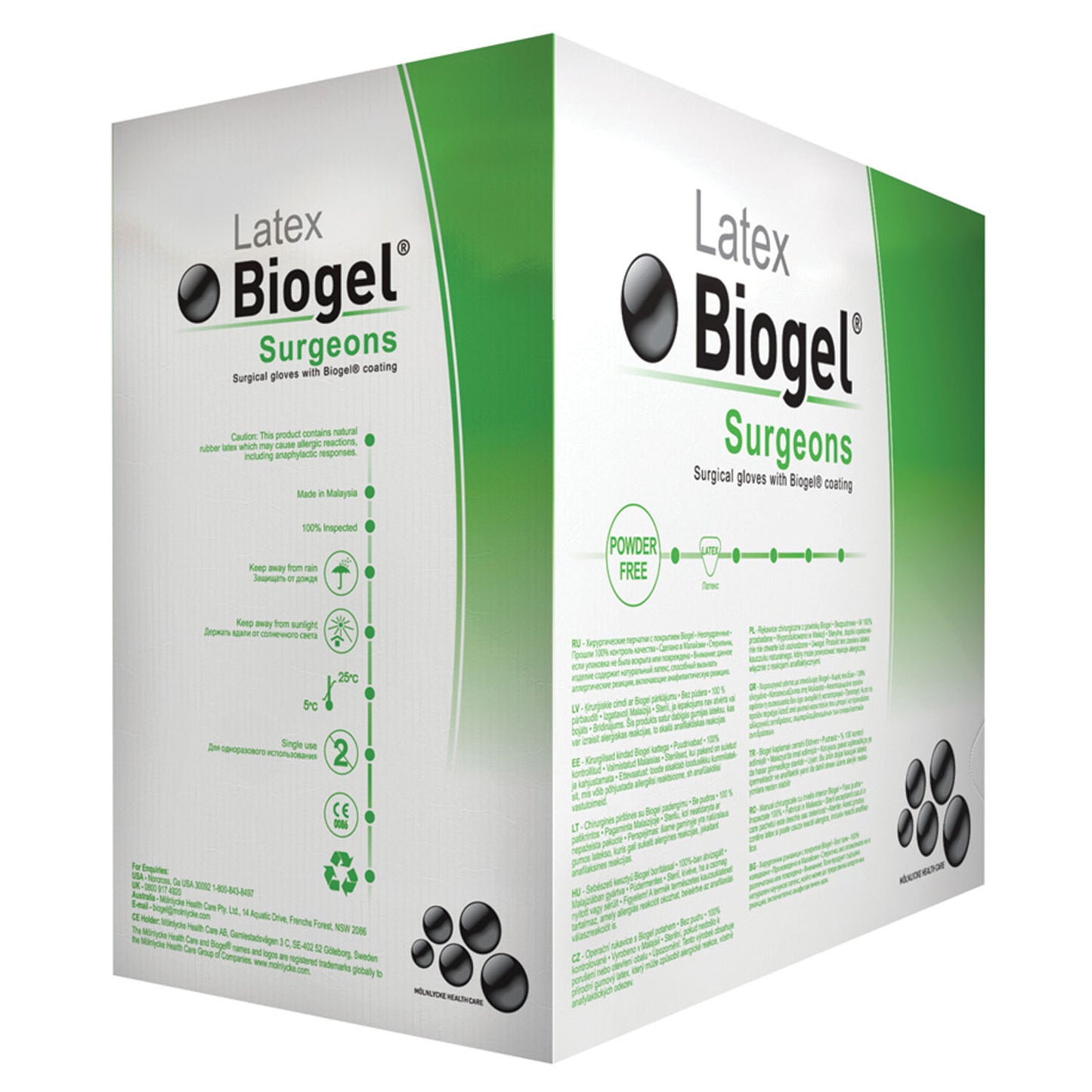 MOLNLYCKE BIOGEL SURGEON GLOVES, 50 per box, 4 boxes per case