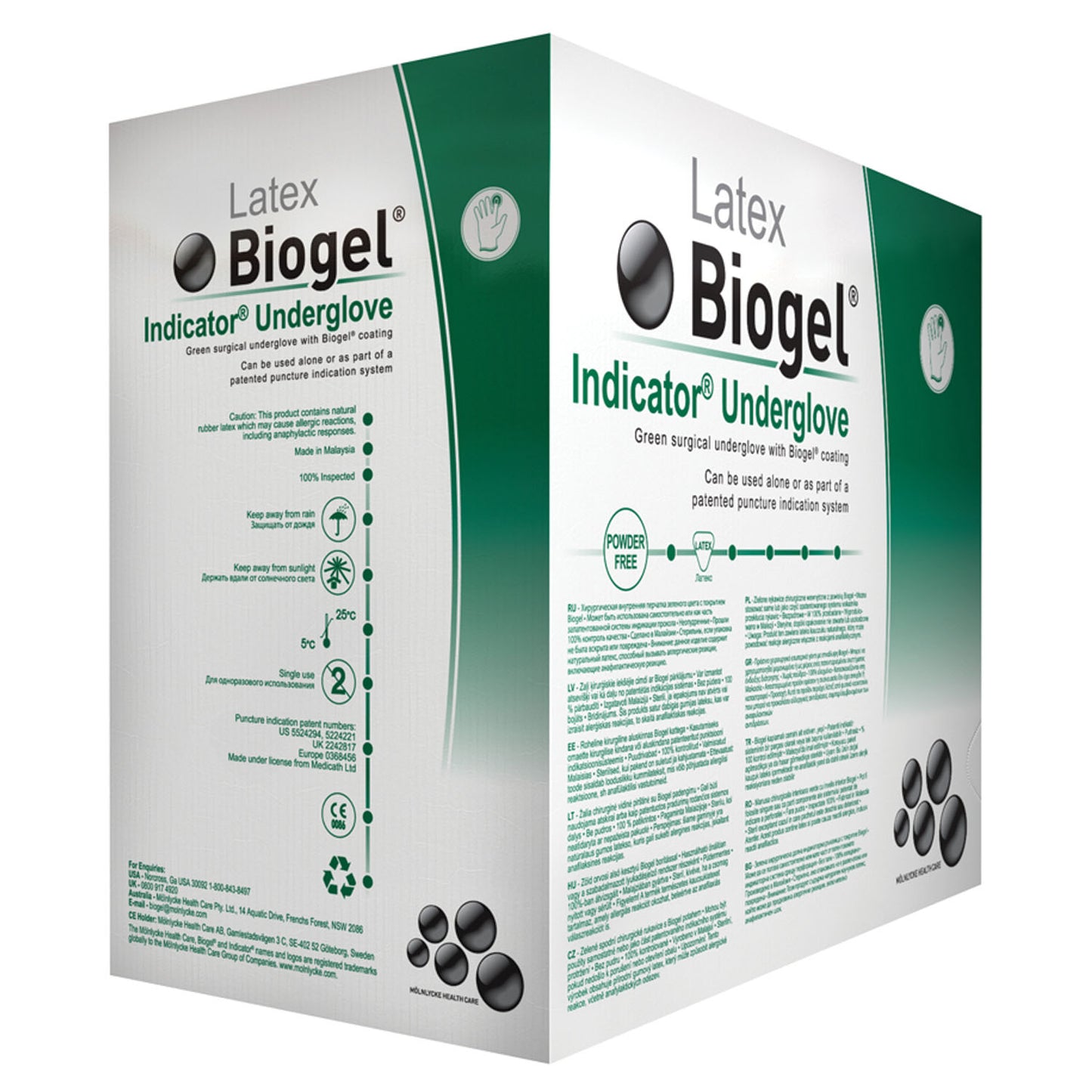 MOLNLYCKE BIOGEL INDICATOR GLOVES, 40 per box, 4 boxes per case