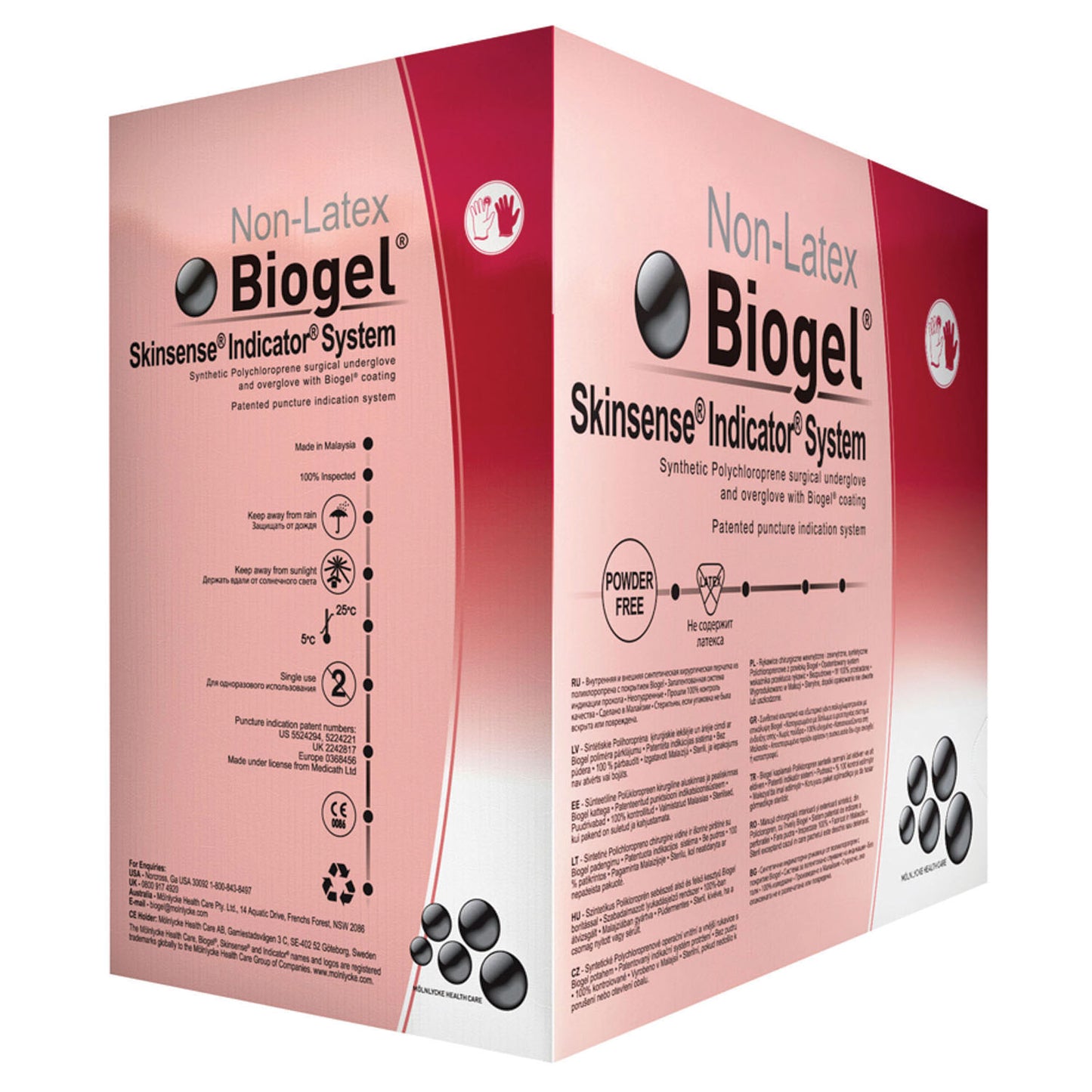 MOLNLYCKE BIOGEL SKINSENSE INDICATOR GLOVES, 50 per box, 4 boxes per case