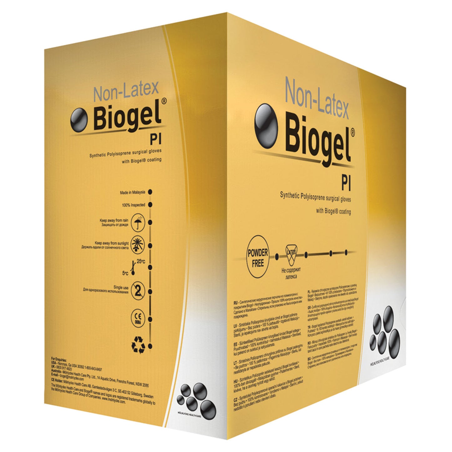 MOLNLYCKE BIOGEL PI GLOVES, 50 per box, 4 boxes per case