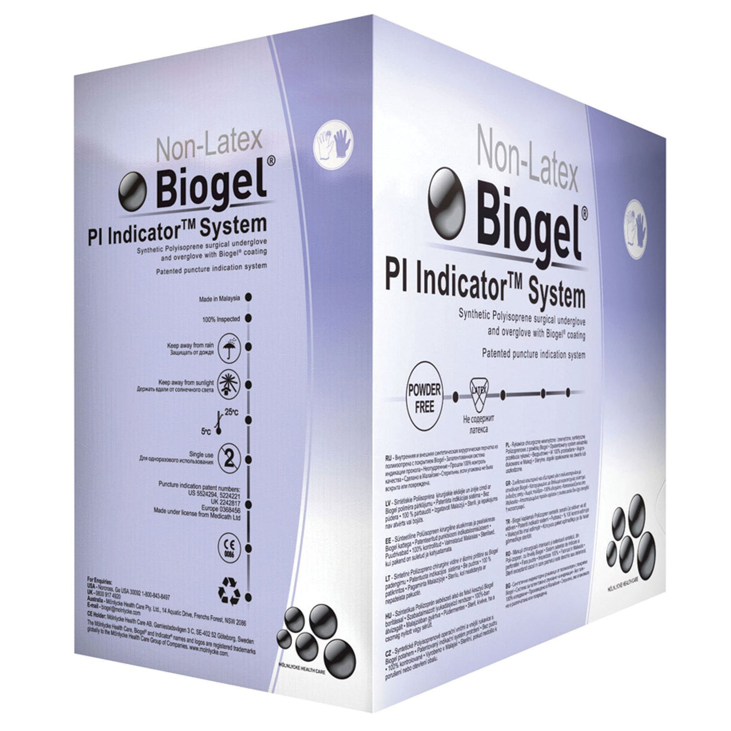 MOLNLYCKE BIOGEL PI INDICATOR GLOVES, 50 per box, 4 boxes per case