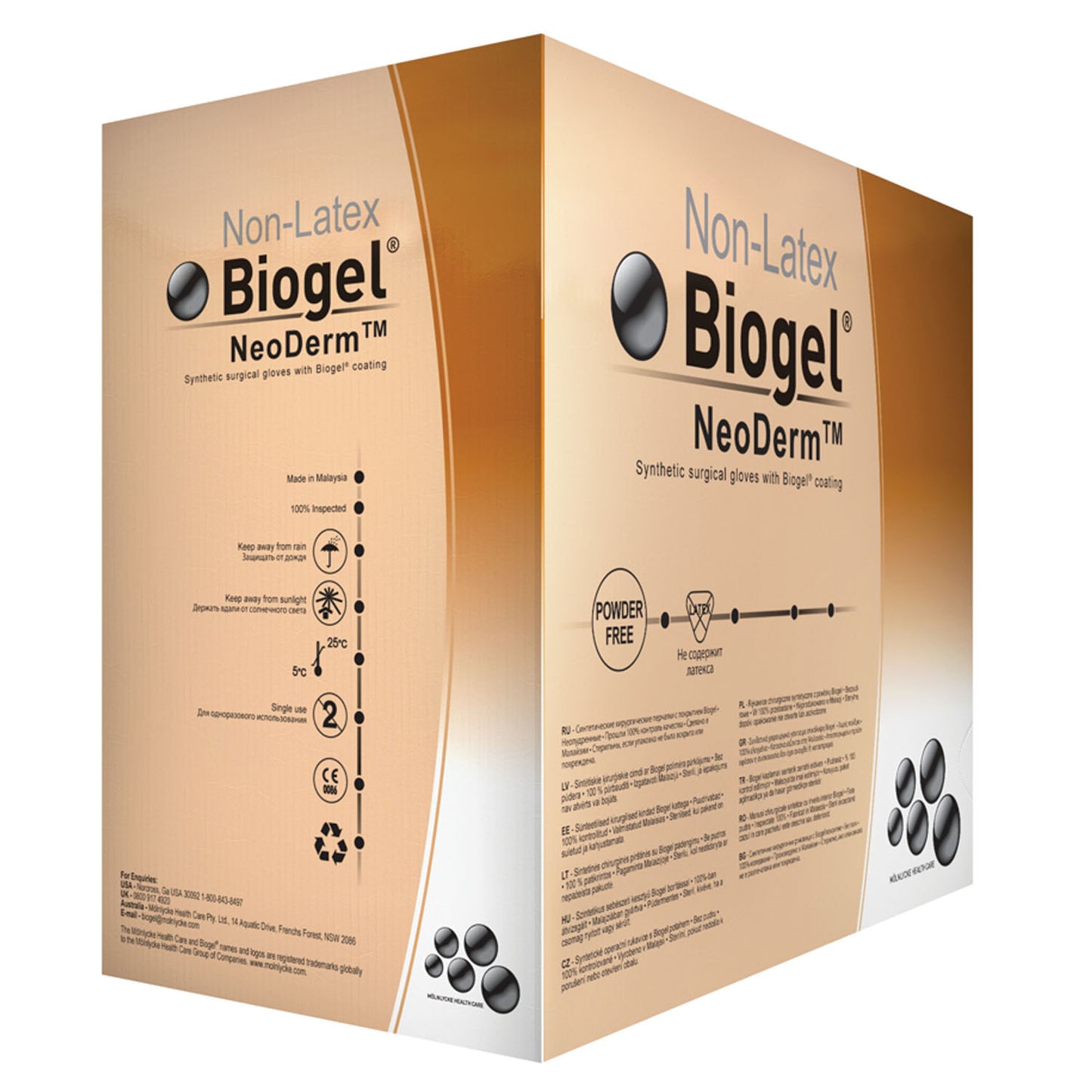 MOLNLYCKE BIOGEL NEODERM GLOVES, 50 per box, 4 boxes per case