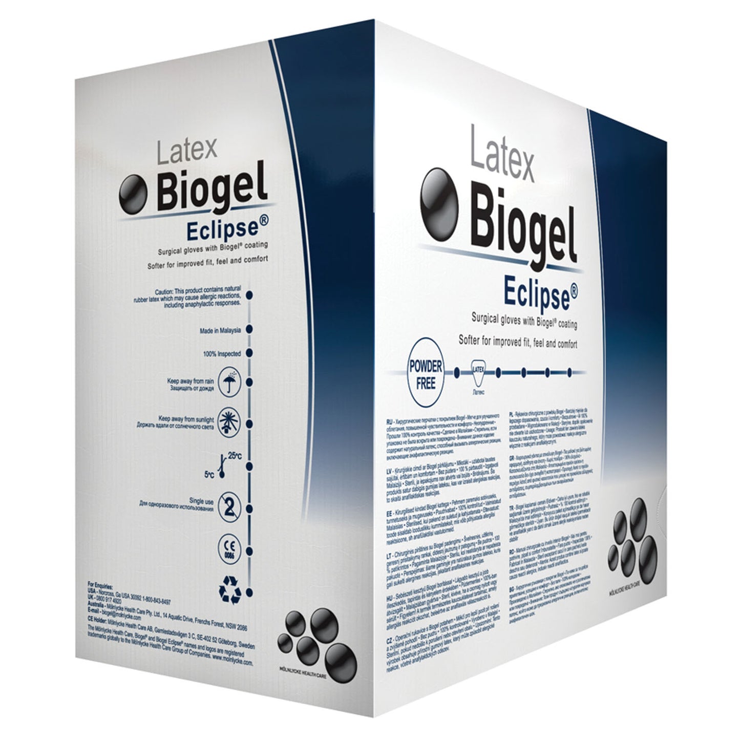 MOLNLYCKE BIOGEL ECLIPSE GLOVES, 50 per box, 4 boxes per case