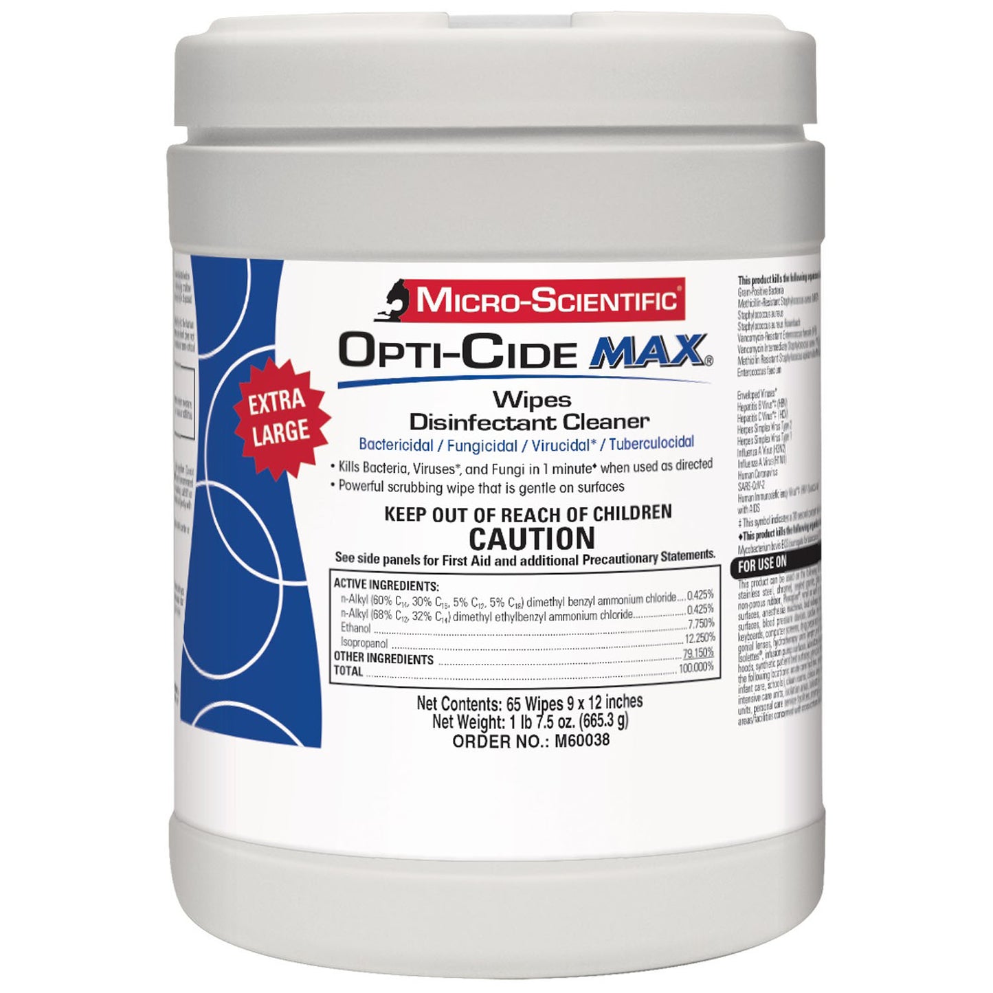 MICRO-SCIENTIFIC OPTI-CIDE MAX DISINFECTANT CLEANER, 65 per count, 12 per case