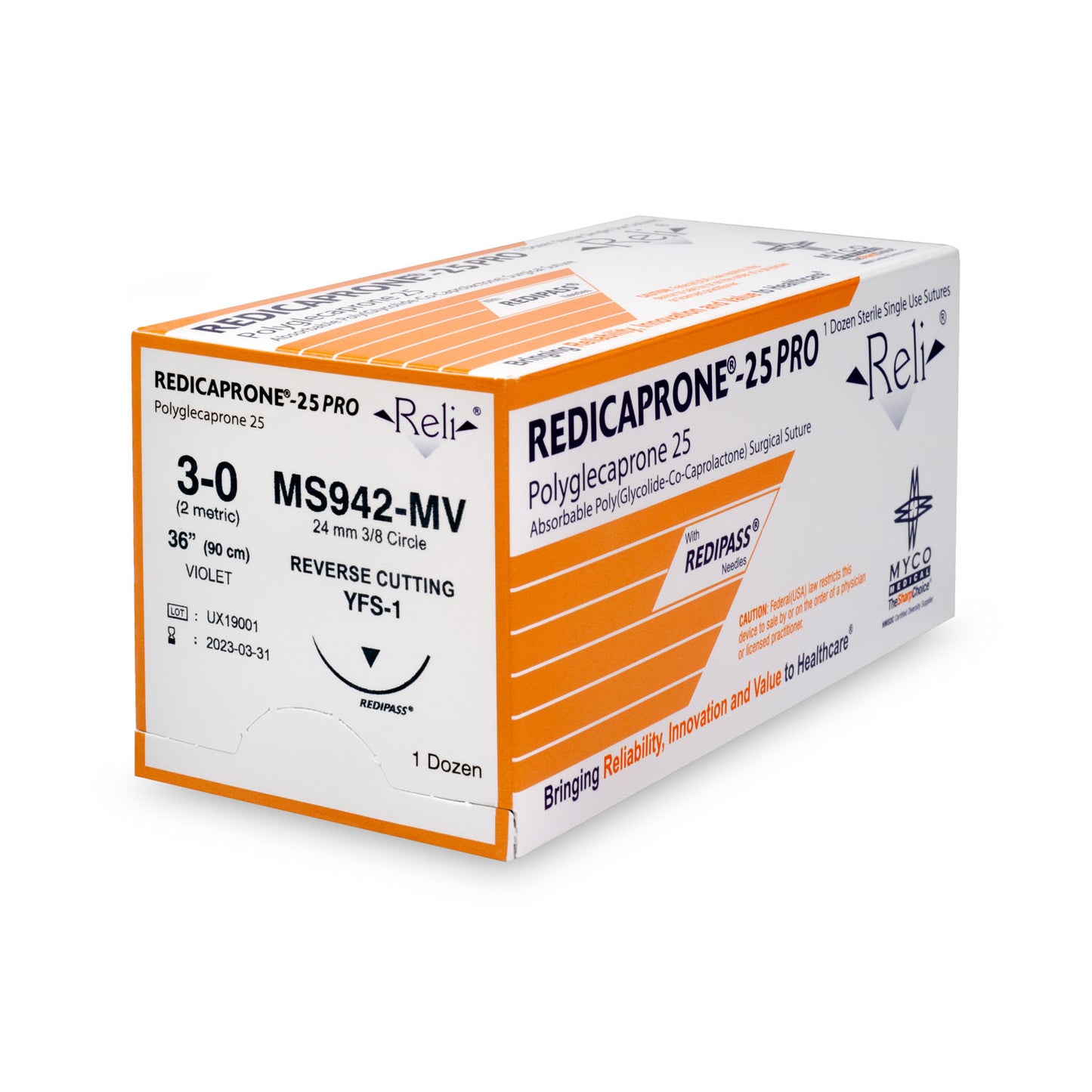 MYCO RELI PRO SUTURE, 12 per box