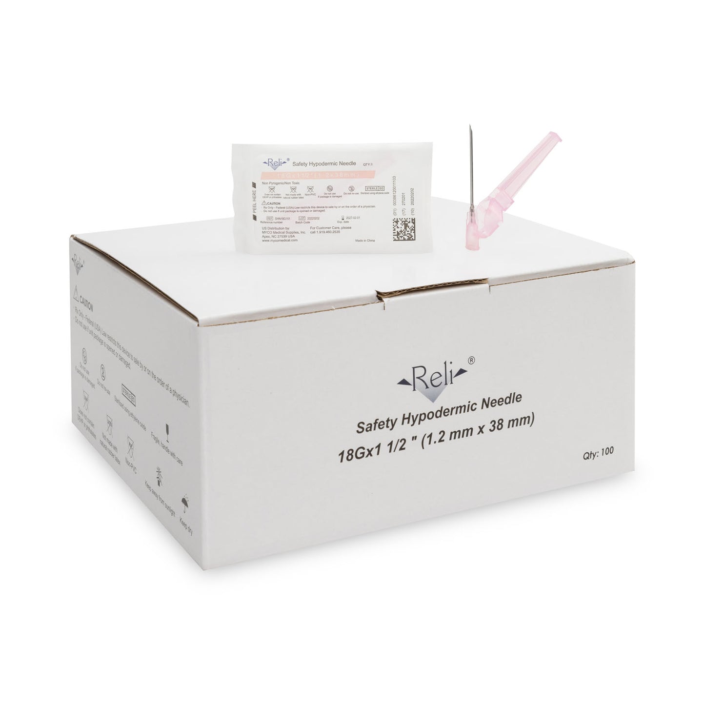 RELI SAFETY HYPODERMIC NEEDLES, 100 per box