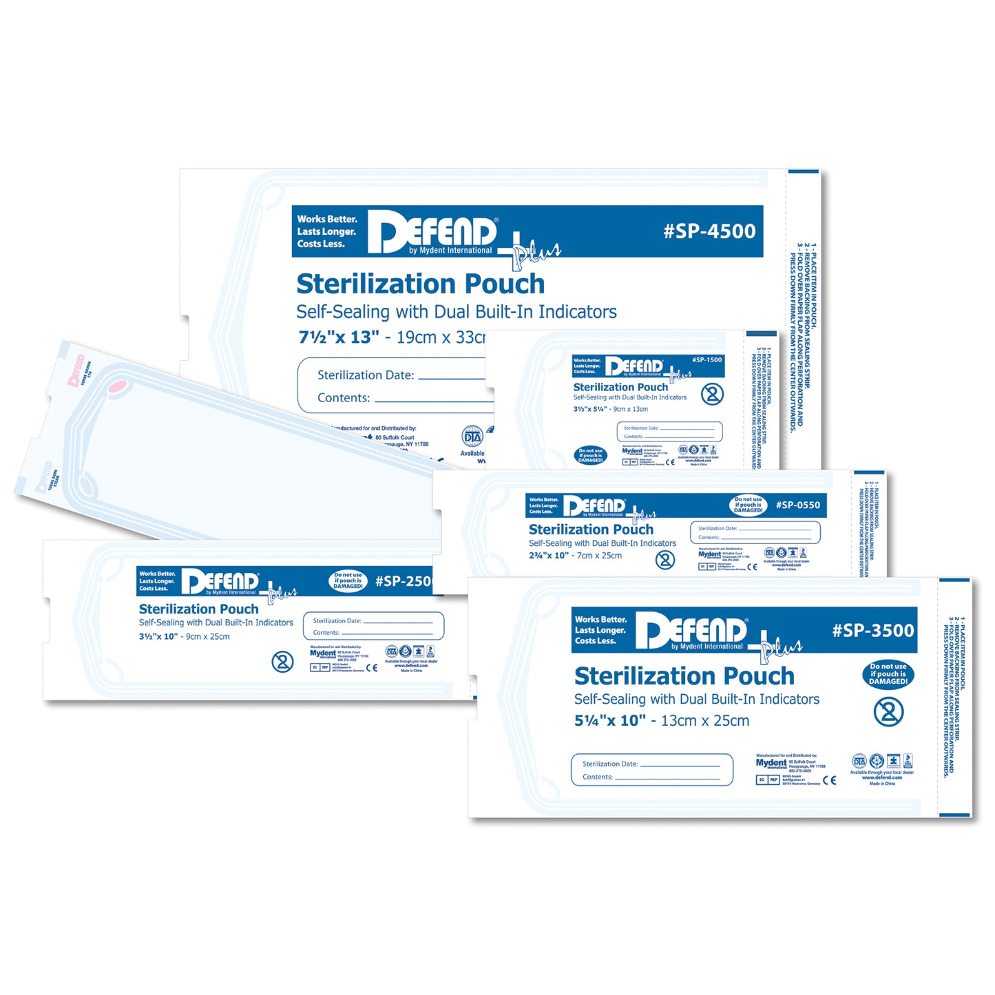 MYDENT DEFEND+PLUS STERILIZATION POUCHES, 200 per box