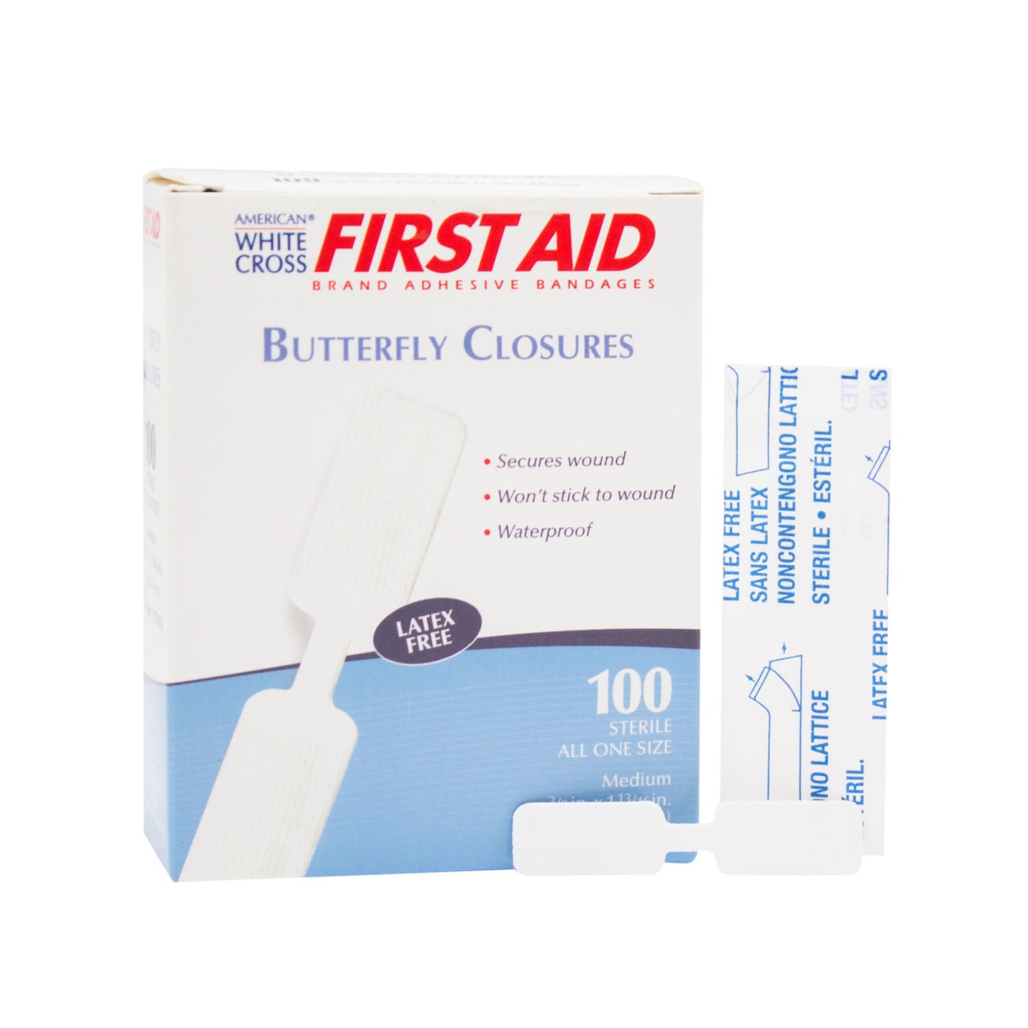 DUKAL BUTTERFLY CLOSURES ADHESIVE BANDAGES, 100 per box, 12 boxes per case
