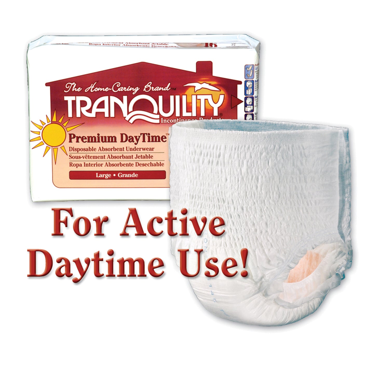 PRINCIPLE BUSINESS TRANQUILITY PREMIUM DAYTIME DISPOSABLE ABSORBENT UNDERWEAR, 16 per pack, 4 packs per case