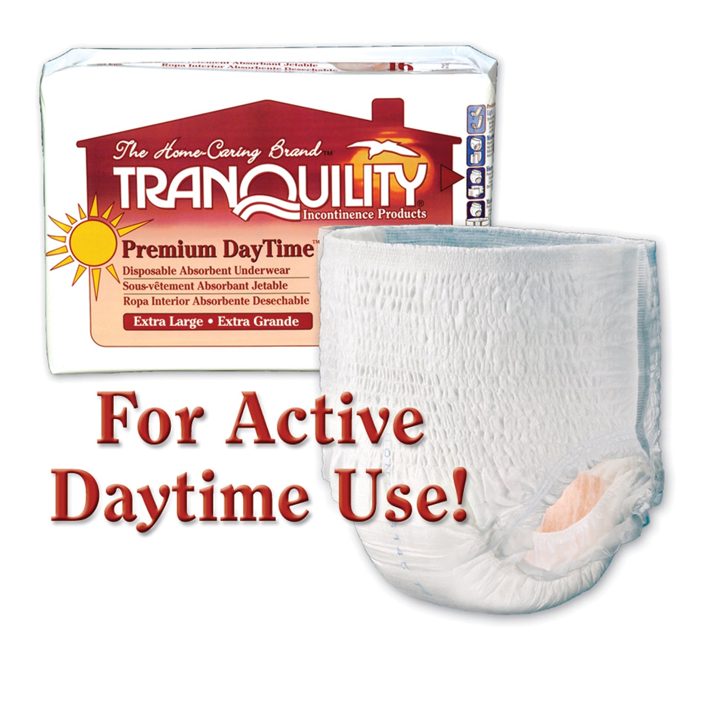 PRINCIPLE BUSINESS TRANQUILITY PREMIUM DAYTIME DISPOSABLE ABSORBENT UNDERWEAR, 14 per pack, 4 packs per case