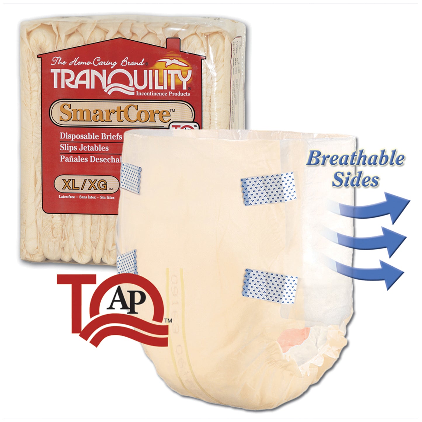PRINCIPLE BUSINESS TRANQUILITY SMARTCORE DISPOSABLE BRIEFS, 12 per pack, 6 packs per case