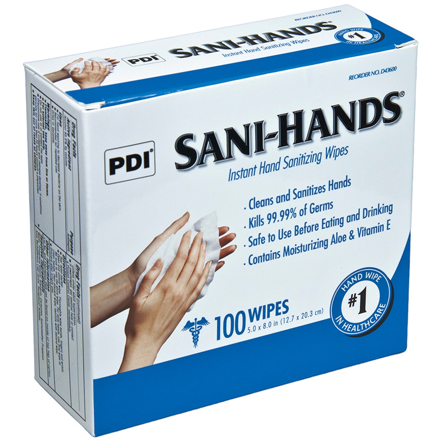 PDI SANI-HANDS INSTANT HAND SANITIZING WIPES, 100 per box, 10 boxes per case