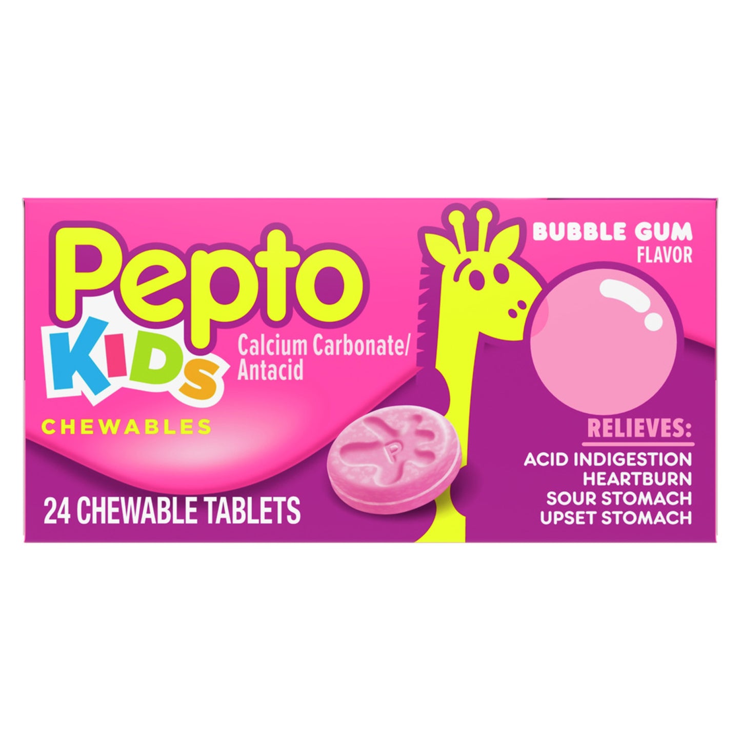 P&G DISTRIBUTING PEPTO KIDS CHEWABLE TABLETS, 24 per pack, 24 packs per case
