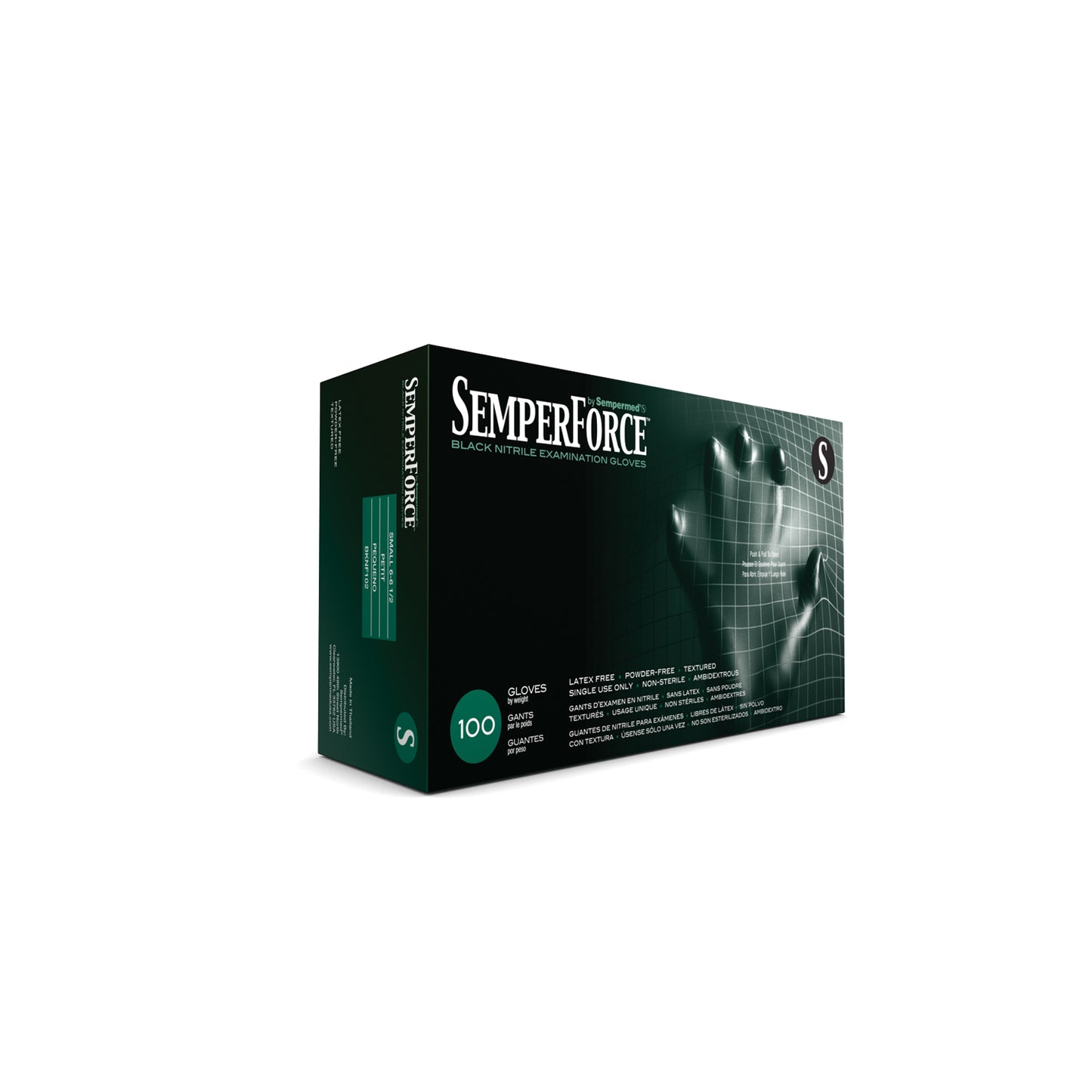 HARPS USA SEMPERFORCE NITRILE EXAM POWDER FREE TEXTURED GLOVE, 100 per box, 10 boxes per case