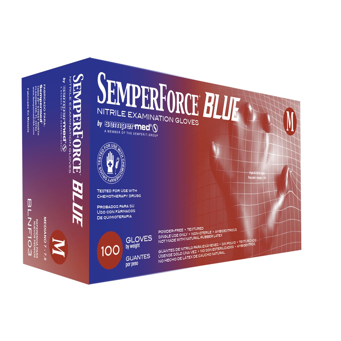 HARPS USA SEMPERFORCE NITRILE EXAM POWDER FREE TEXTURED GLOVE, 100 per box, 10 boxes per case