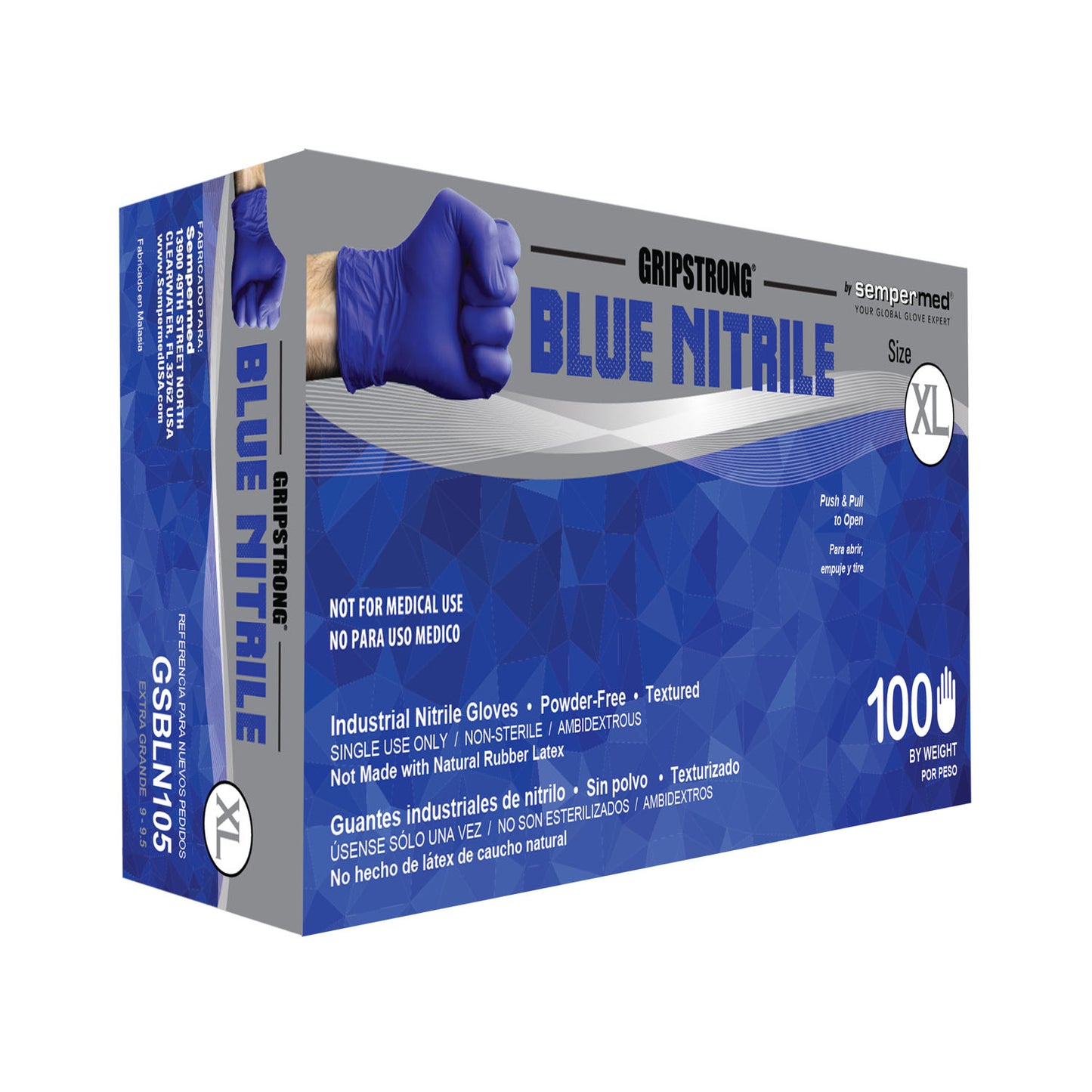 HARPS USA GRIPSTRONG BLUE NITRILE INDUSTRIAL GLOVE, 100 per box, 10 boxes per case