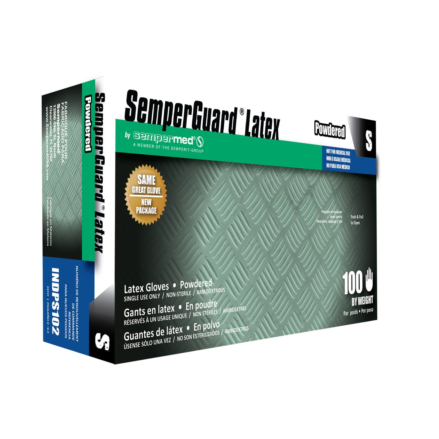 HARPS USA SEMPERGUARD LATEX POWDERED GLOVE, 100 per box, 10 boxes per case