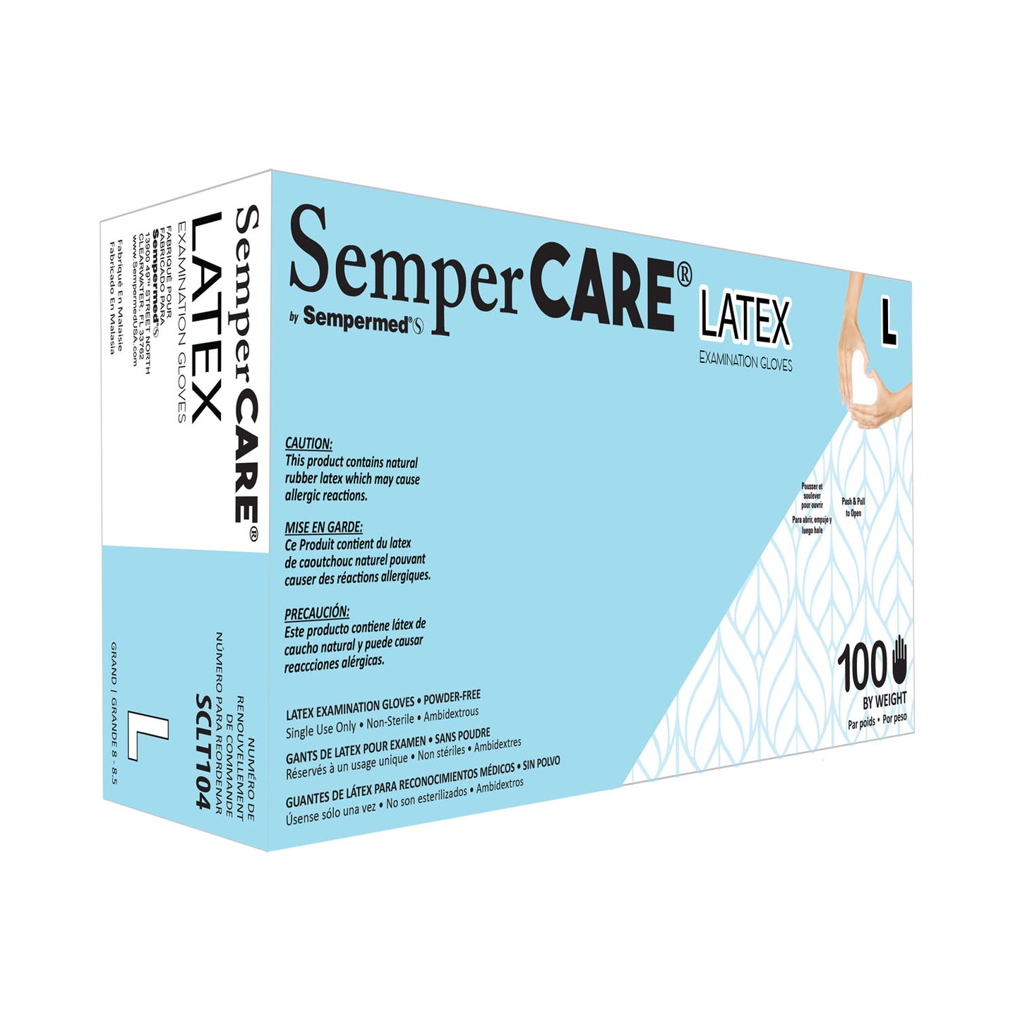 HARPS USA SEMPERCARE LATEX EXAM GLOVES - POWDER-FREE, 100 per box, 10 boxes per case