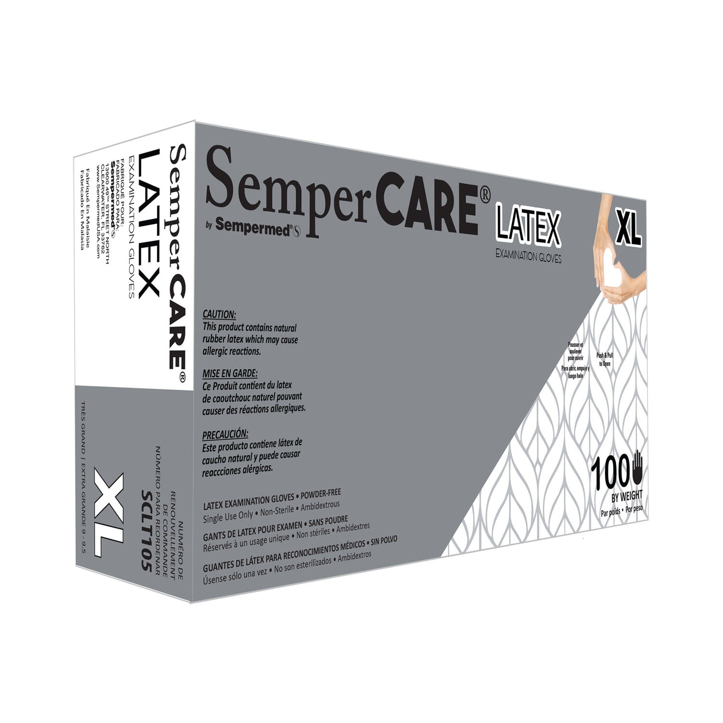 HARPS USA SEMPERCARE LATEX EXAM GLOVES - POWDER-FREE, 100 per box, 10 boxes per case