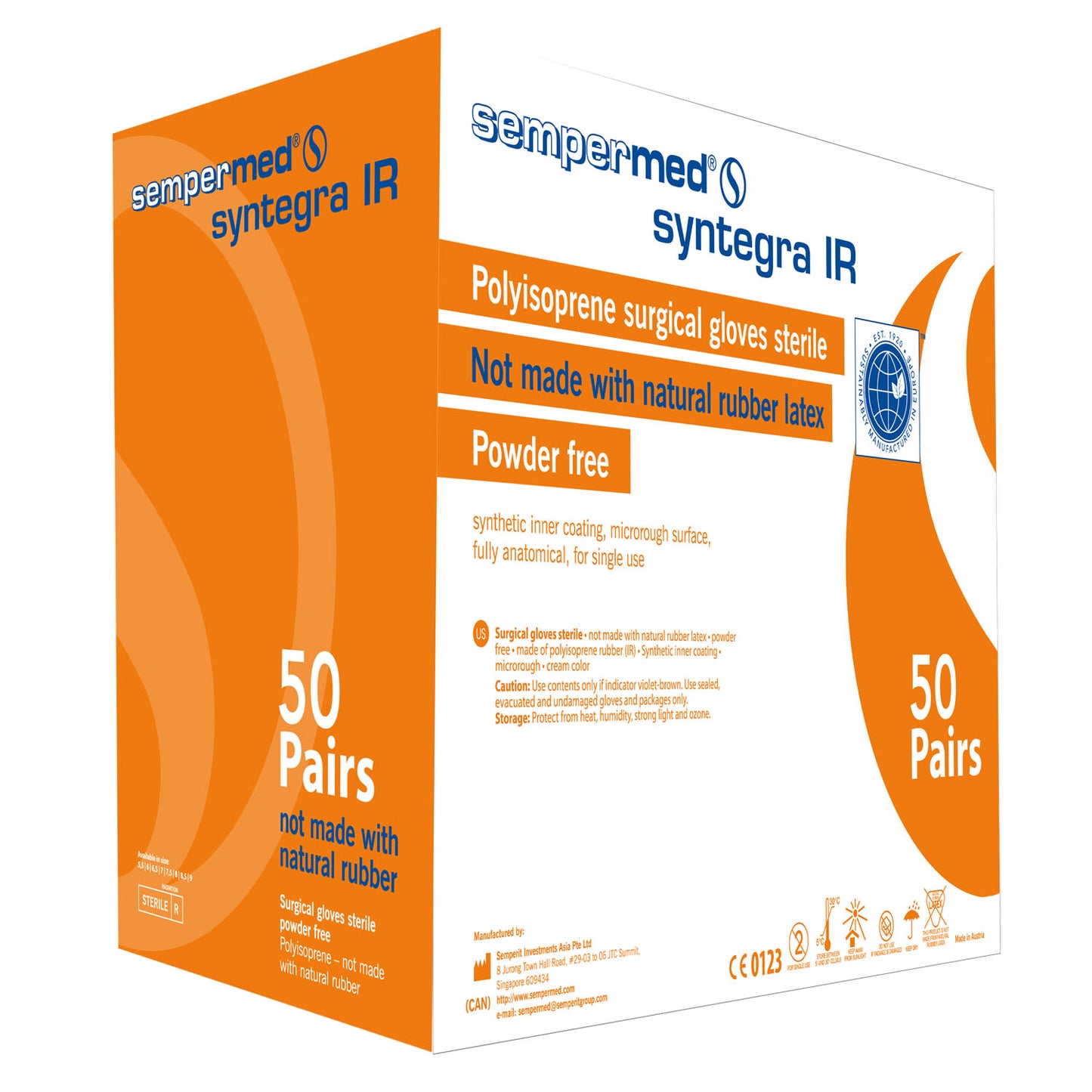 HARPS USA SYNTEGRA IR SURGICAL POWDER FREE GLOVE, 40 pairs per box, 6 boxes per case