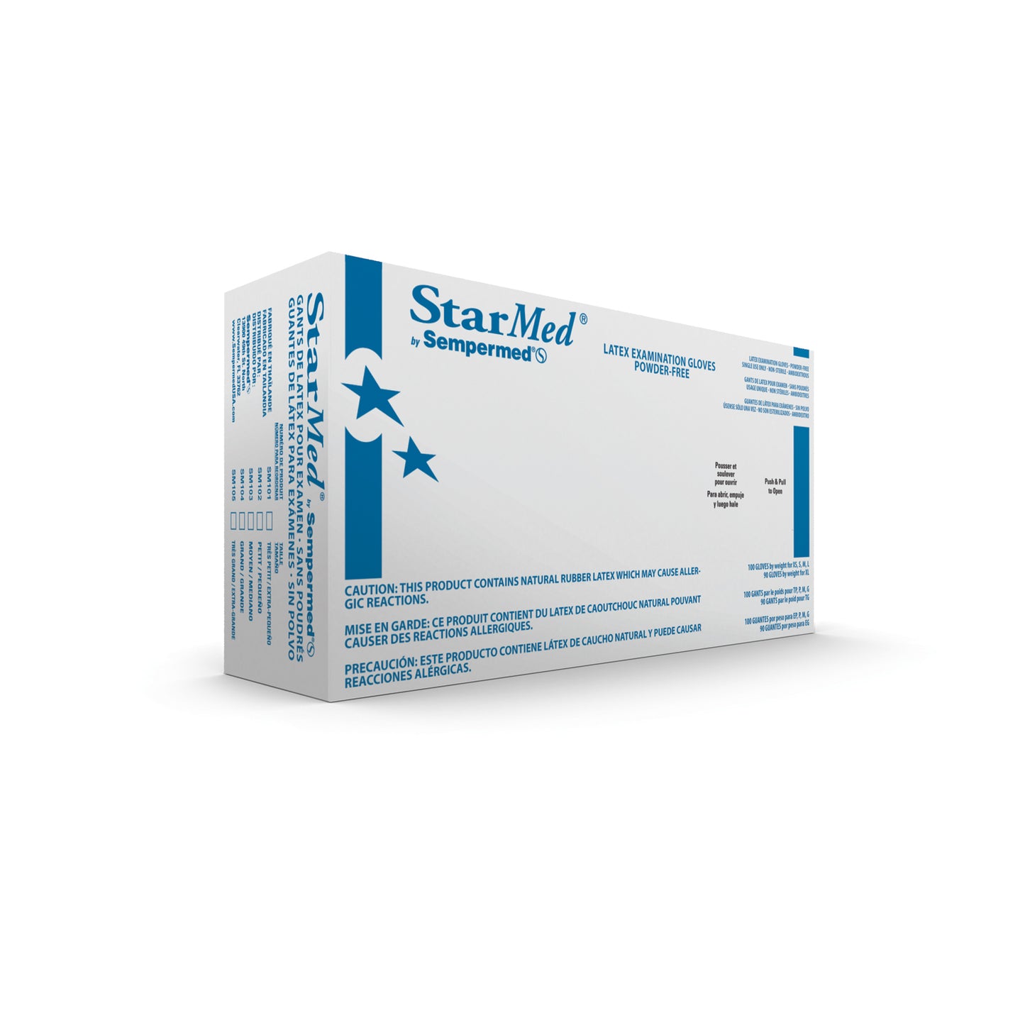 HARPS USA STARMED POWDER-FREE LATEX GLOVES, 100 per box, 10 boxes per case