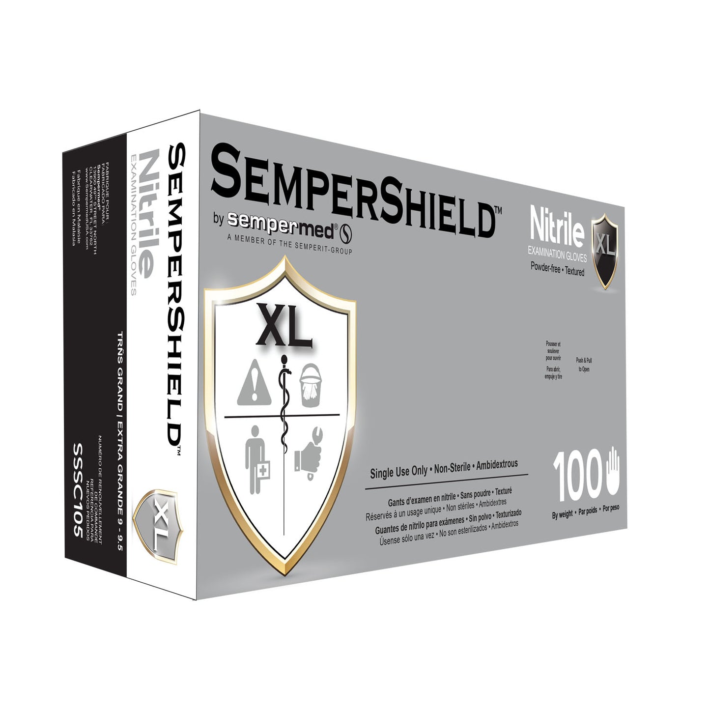 HARPS USA SEMPERSHIELD NITRILE EXAM GLOVE, 100 per box, 10 boxes per case