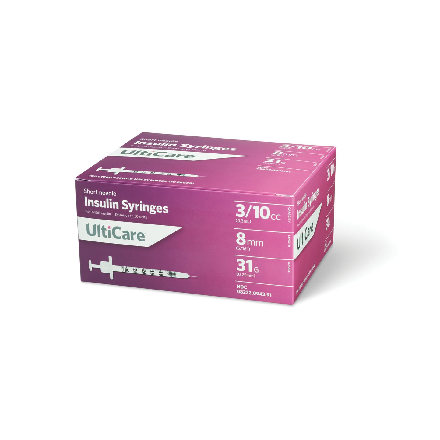 ULTIMED ULTICARE INSULIN SYRINGES, 100 per box