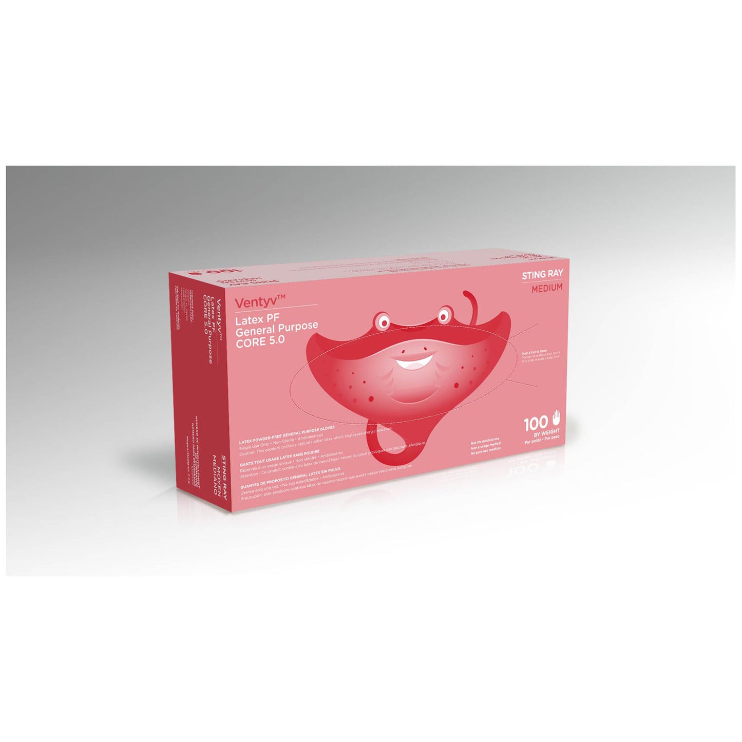 VENTYV CORE 5.0 LATEX GENERAL PURPOSE GLOVES (STINGRAY), 100 per box, 10 boxes per case