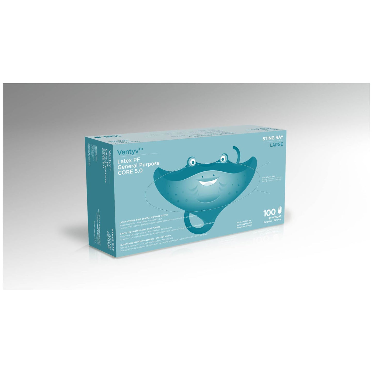 VENTYV CORE 5.0 LATEX GENERAL PURPOSE GLOVES (STINGRAY), 100 per box, 10 boxes per case