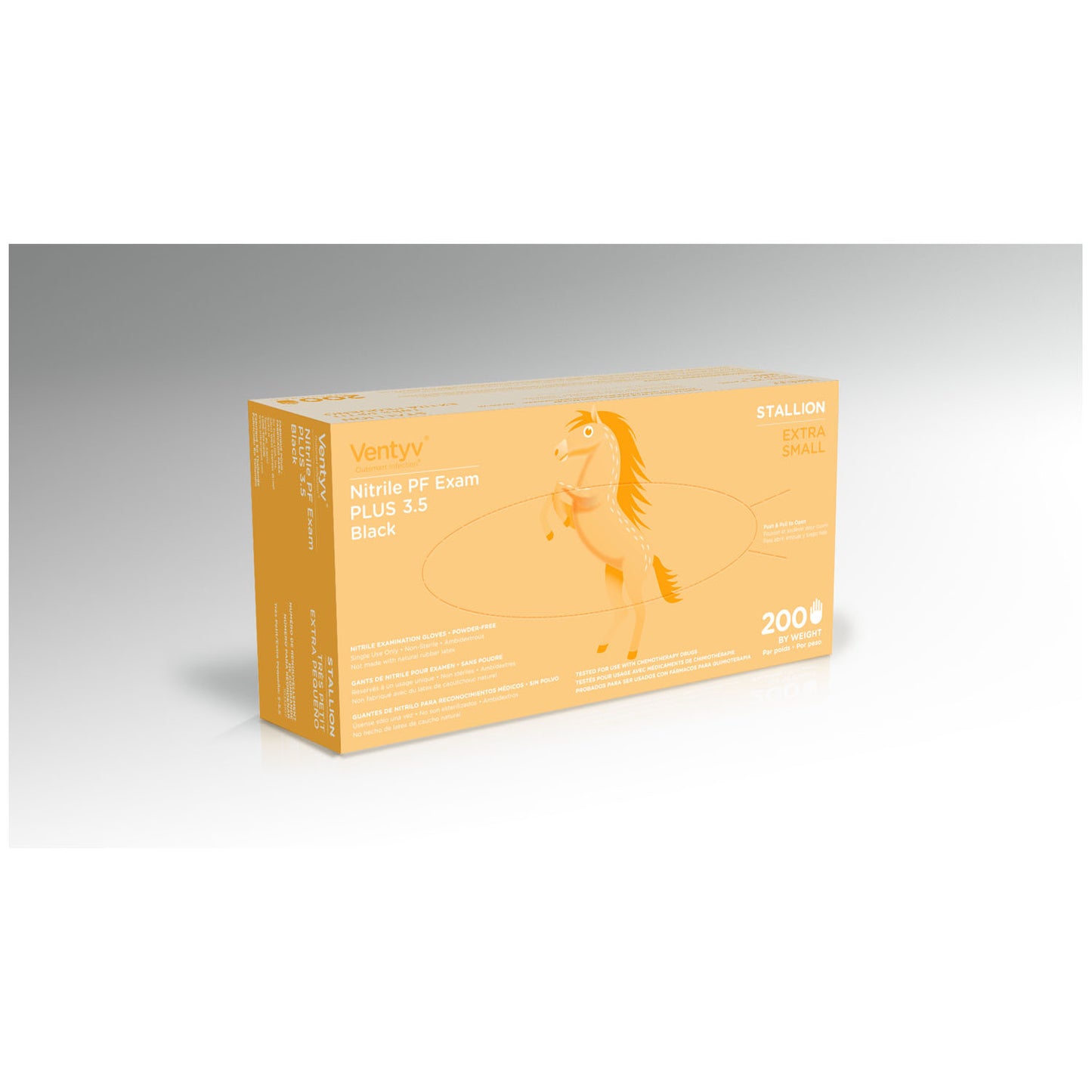 VENTYV NITRILE POWDER FREE EXAM GLOVE PLUS 3.5 (STALLION), 100 per box, 10 boxes per case